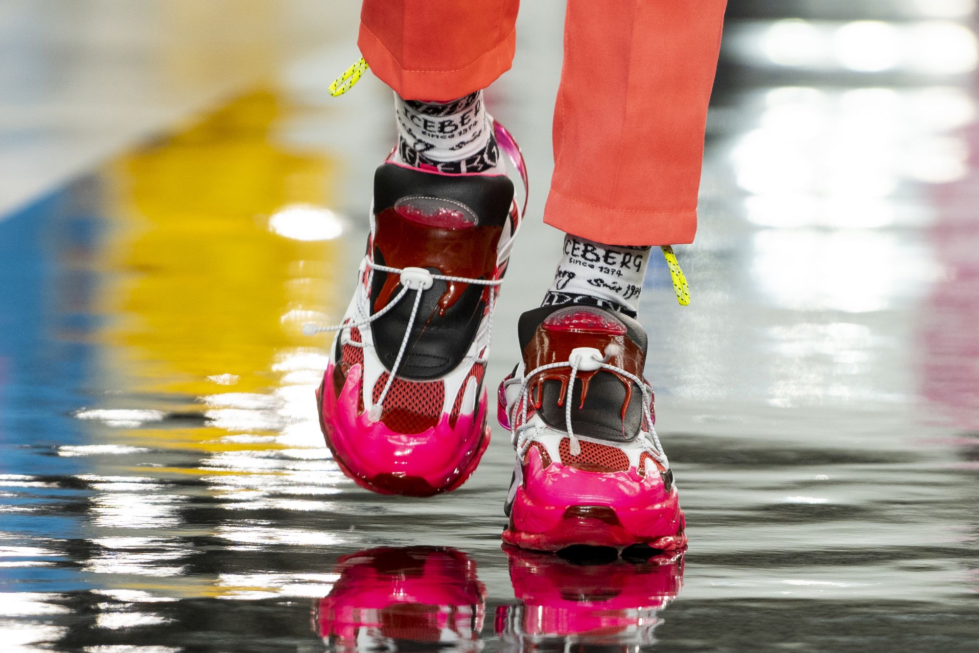 Iceberg brings a patchwork of vibrant colours to sneakers (Photo: Niklas Halle'n / AFP)