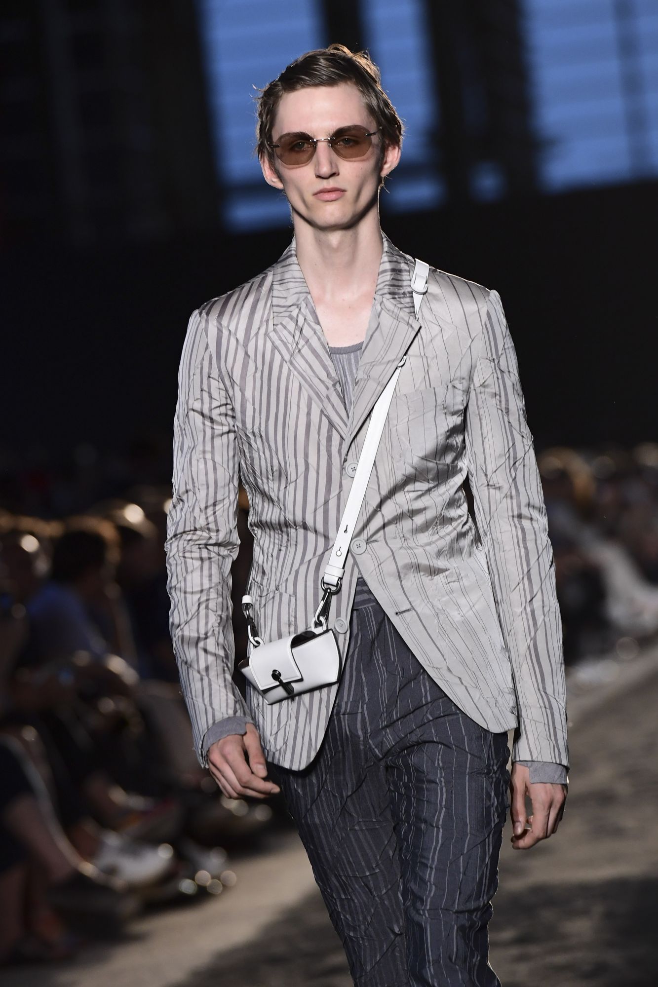 An over-the-shoulder glasses case by Ermenegildo Zegna (Photo: Niklas Halle'n / AFP)