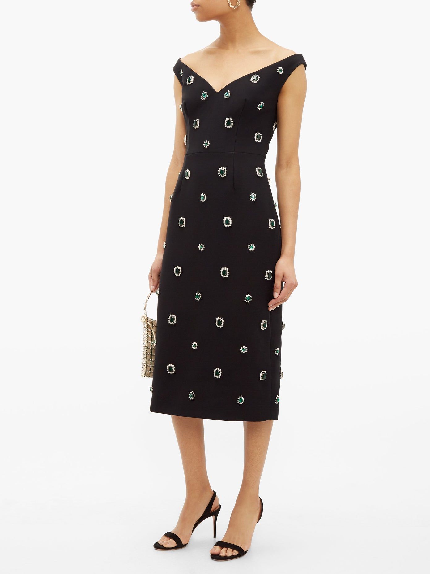 Crystal-embellished cady midi dress, by Prada, from Matchesfashion