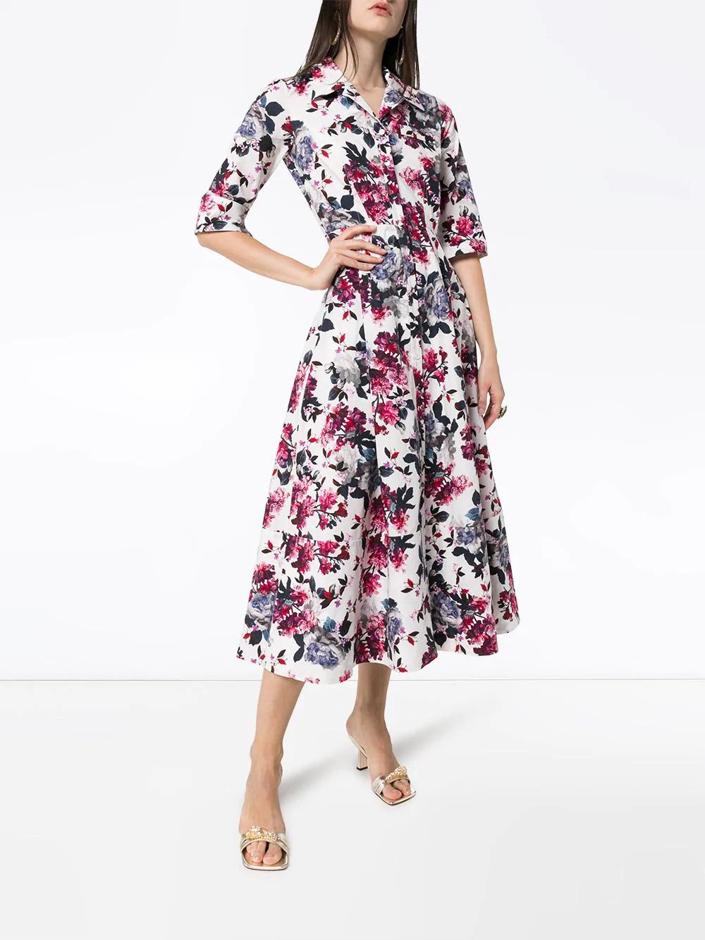 Kasia floral flared shirt dress, by Erdem, from Farfetch