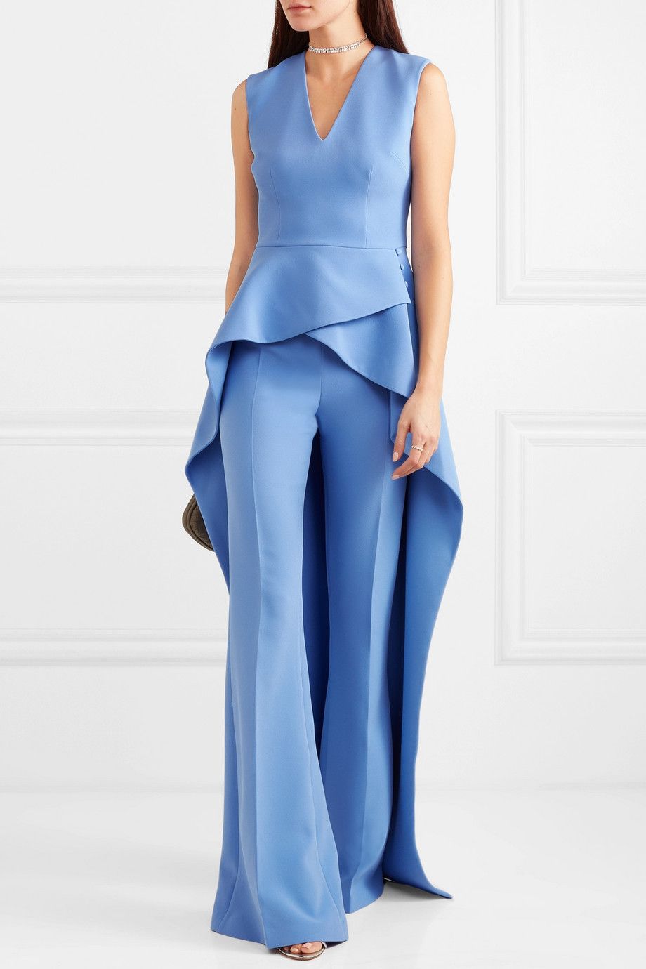 Asymmetric stretch-crepe peplum tunic, by Safiyaa, from Net-a-porter