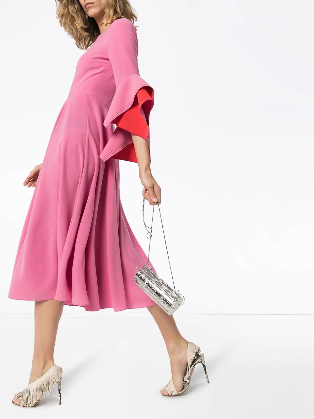 Asymmetric sleeve pleated dress, by Roksanda, from Farfetch