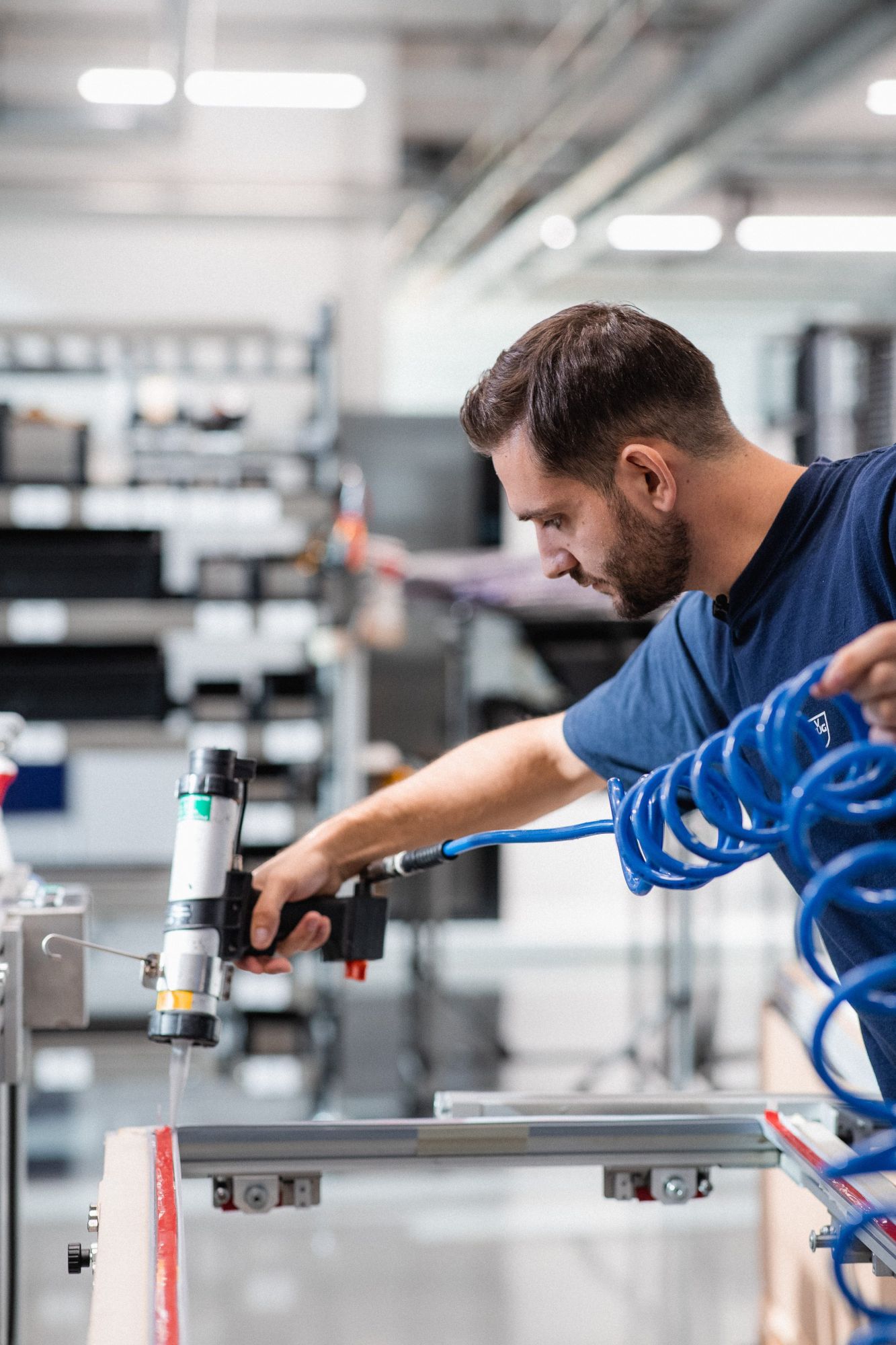 Mergim Ukaj, V-ZUG engineer, assembles the entire unit and carries out tests on the RefreshButler device. The 12 hour process includes installing gaskets, magnets, and hinges, and installing components into the housing of each unit