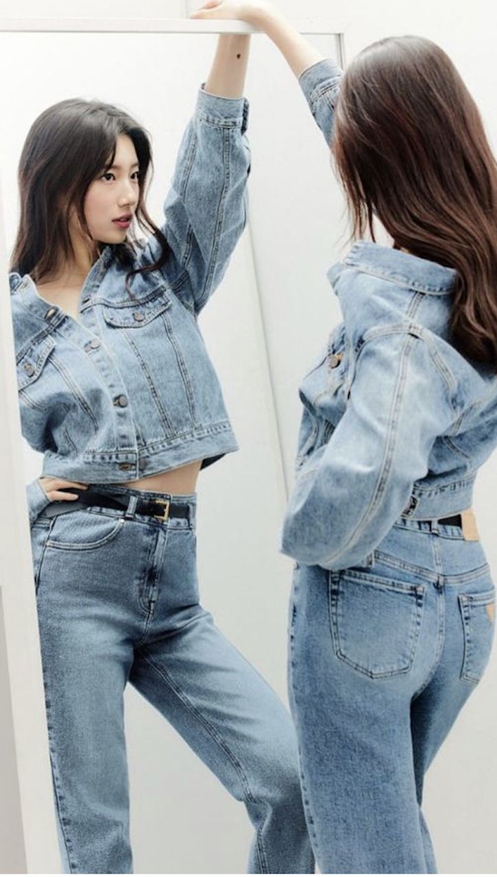 Not everyone can look good in top-to-toe denim, but Bae pulls it off.