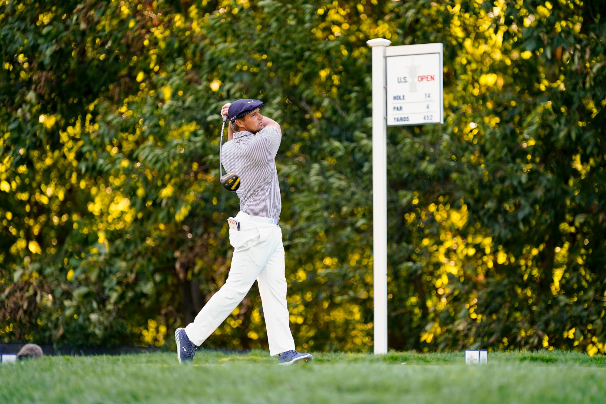 Rolex Testimonee Bryson DeChambeau tees off on day four of the 120th US Open