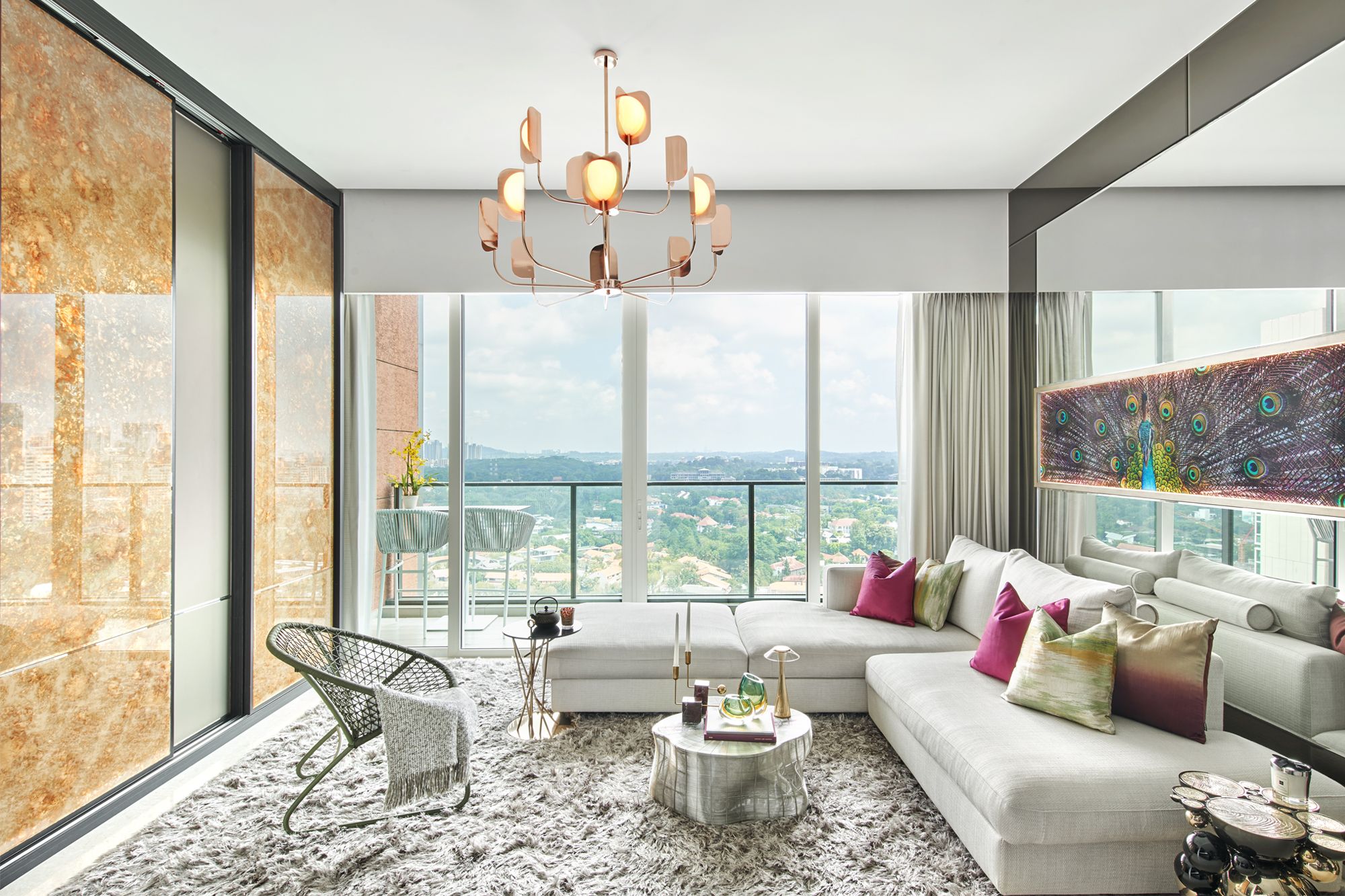 The apartment is filled with an abundance of natural light