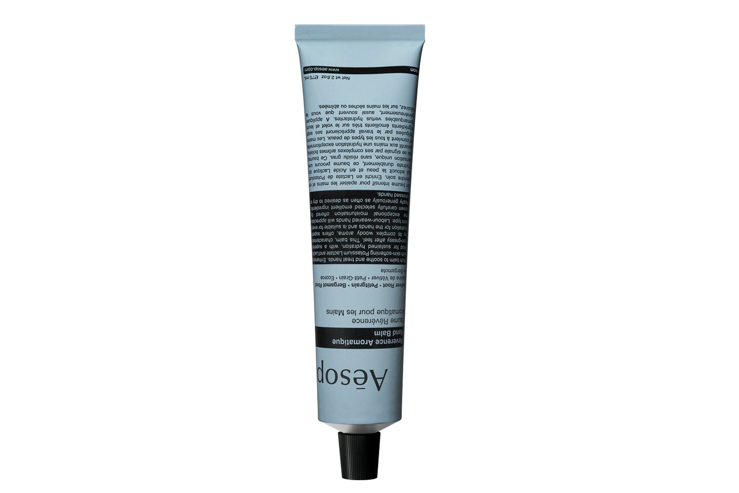 Aesop’s Reverence Aromatique Hand Balm is a woody, earthy product featuring ingredients such as bergamot, vetiver and petit grains as well as emollients such as potassium lactate to provide a greaseless, hydrating finish.