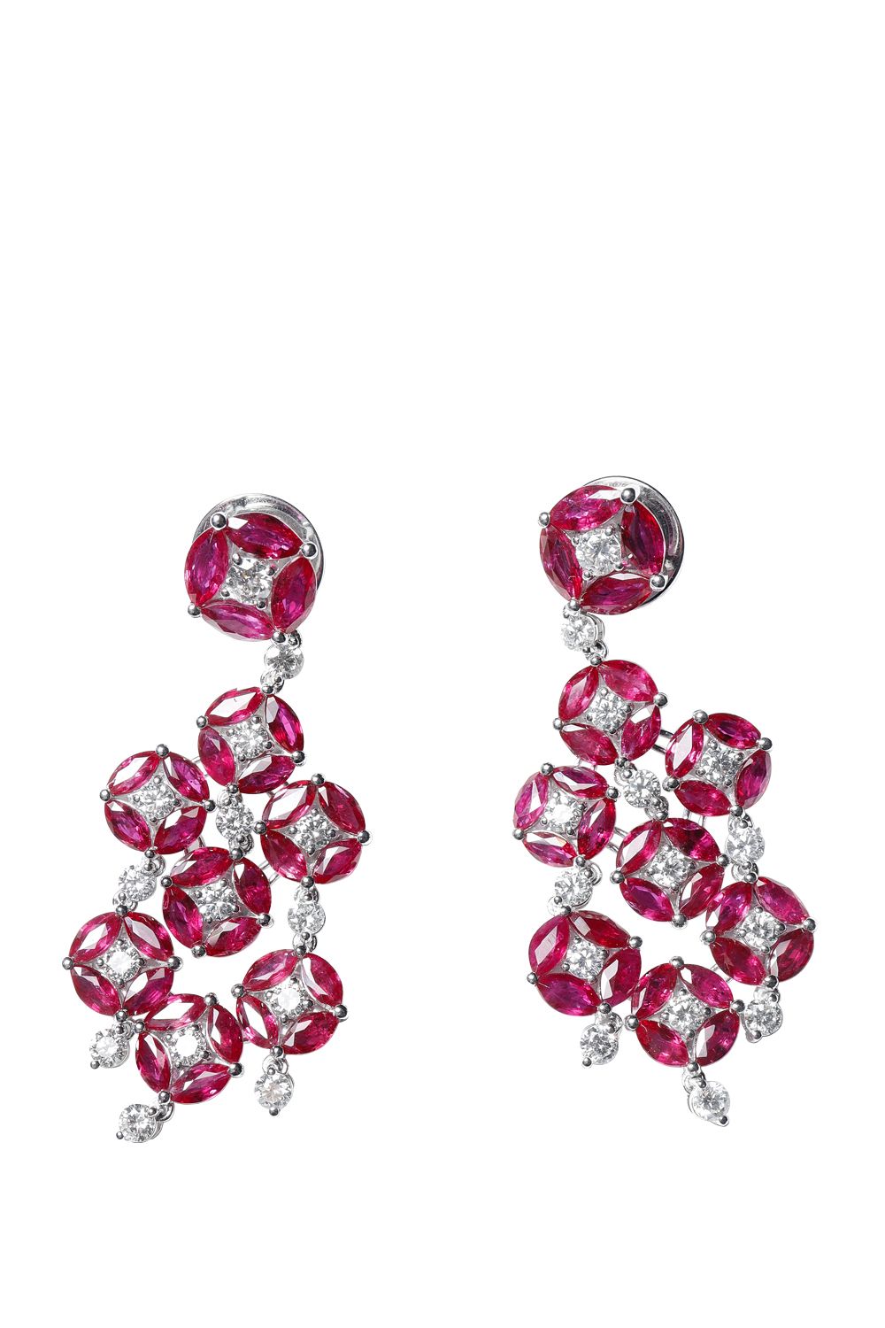 Mimi designed this exquisite pair of earrings herself which uniquely combines diamonds and rubies