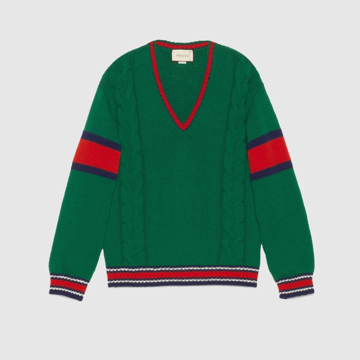 Gucci - Cable knit V-neck sweater