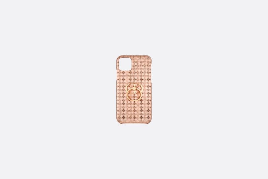 Dior - Metallic Hyper - Rose Fold 30 Montaigne Microcannage Calfskin Cover for iPhone 11 Pro Max