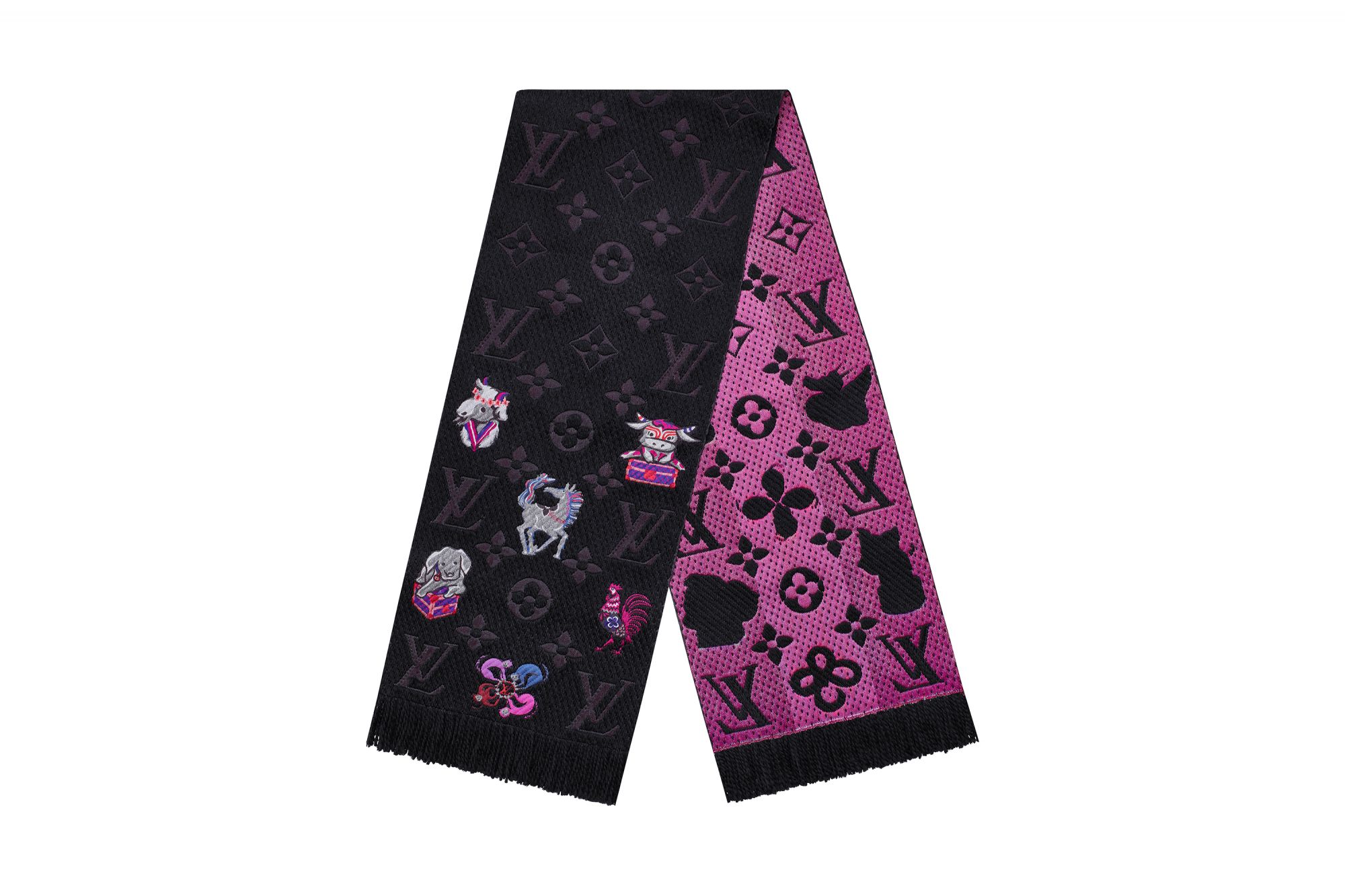 Louis Vuitton 十二生肖印花圍巾。