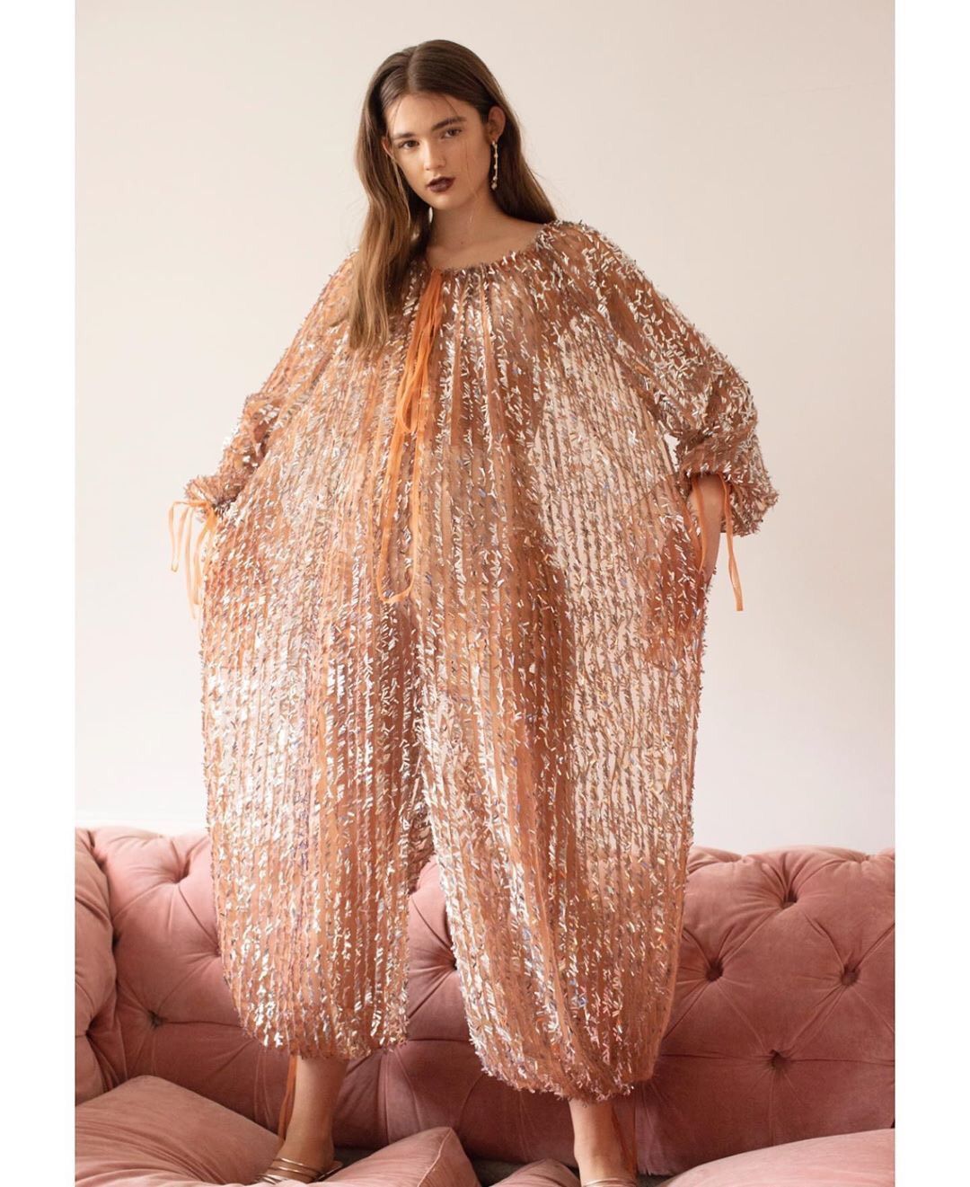Ashish 2019春夏系列 粉金色連身褲裝