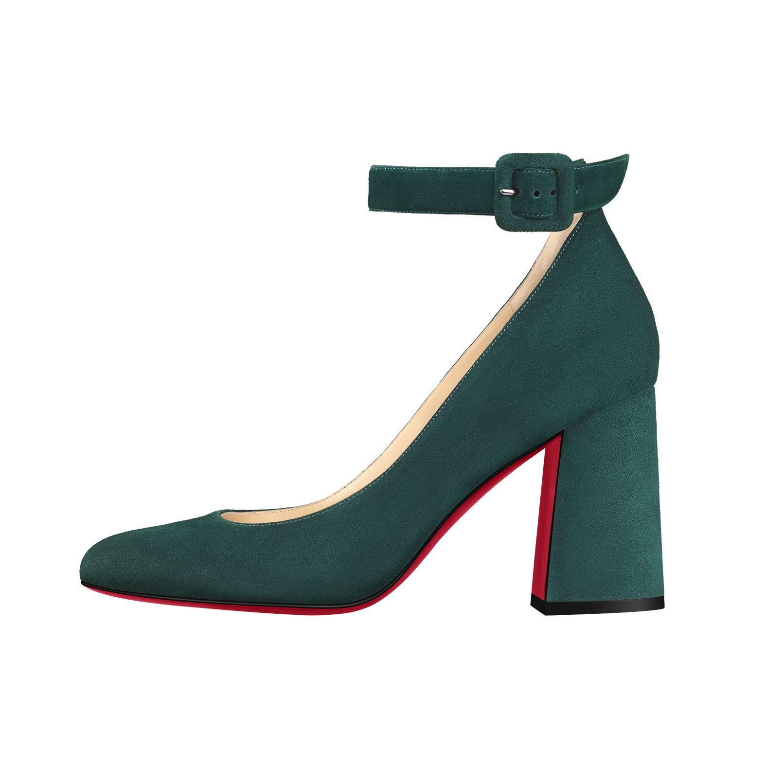 Christian Louboutin 絲絨瑪莉珍鞋,搭配紅底特別順眼。