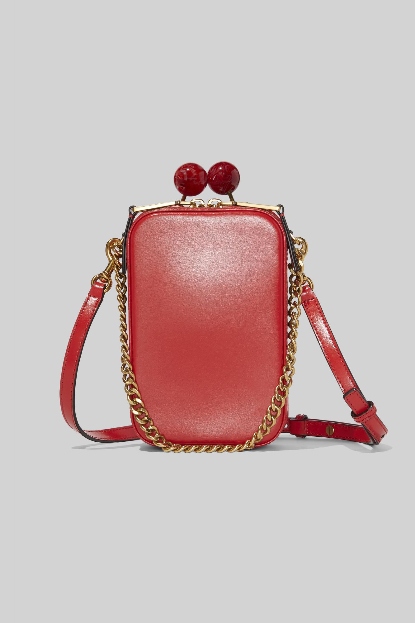 Marc Jacobs 硃砂紅復古長型圓珠釦包