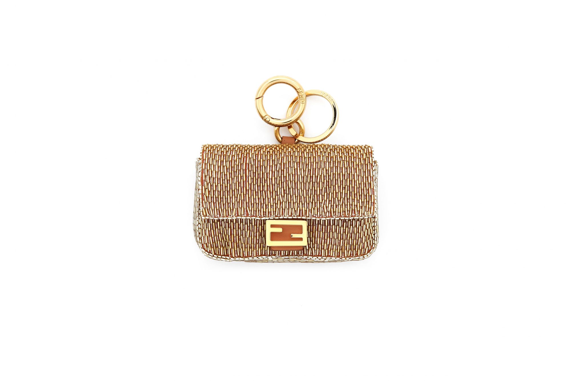 FENDI Baguette charm beaded gold holiday season 2019