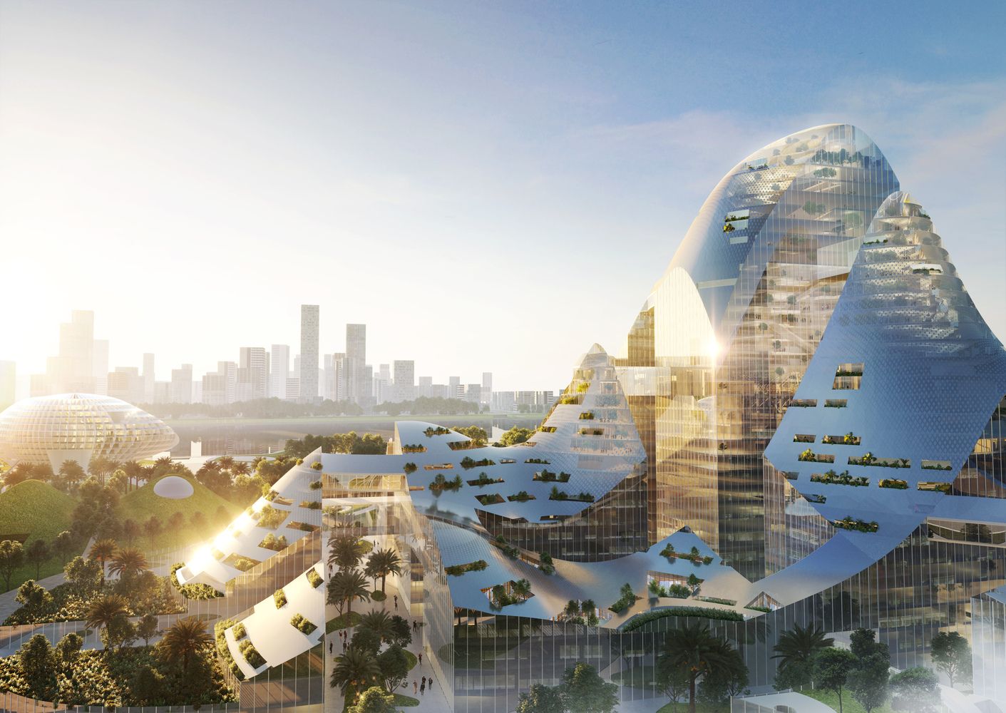 100多座建築連結成的大型網格成騰訊新總部!MVRDV公布可容納10萬人新智慧園區
