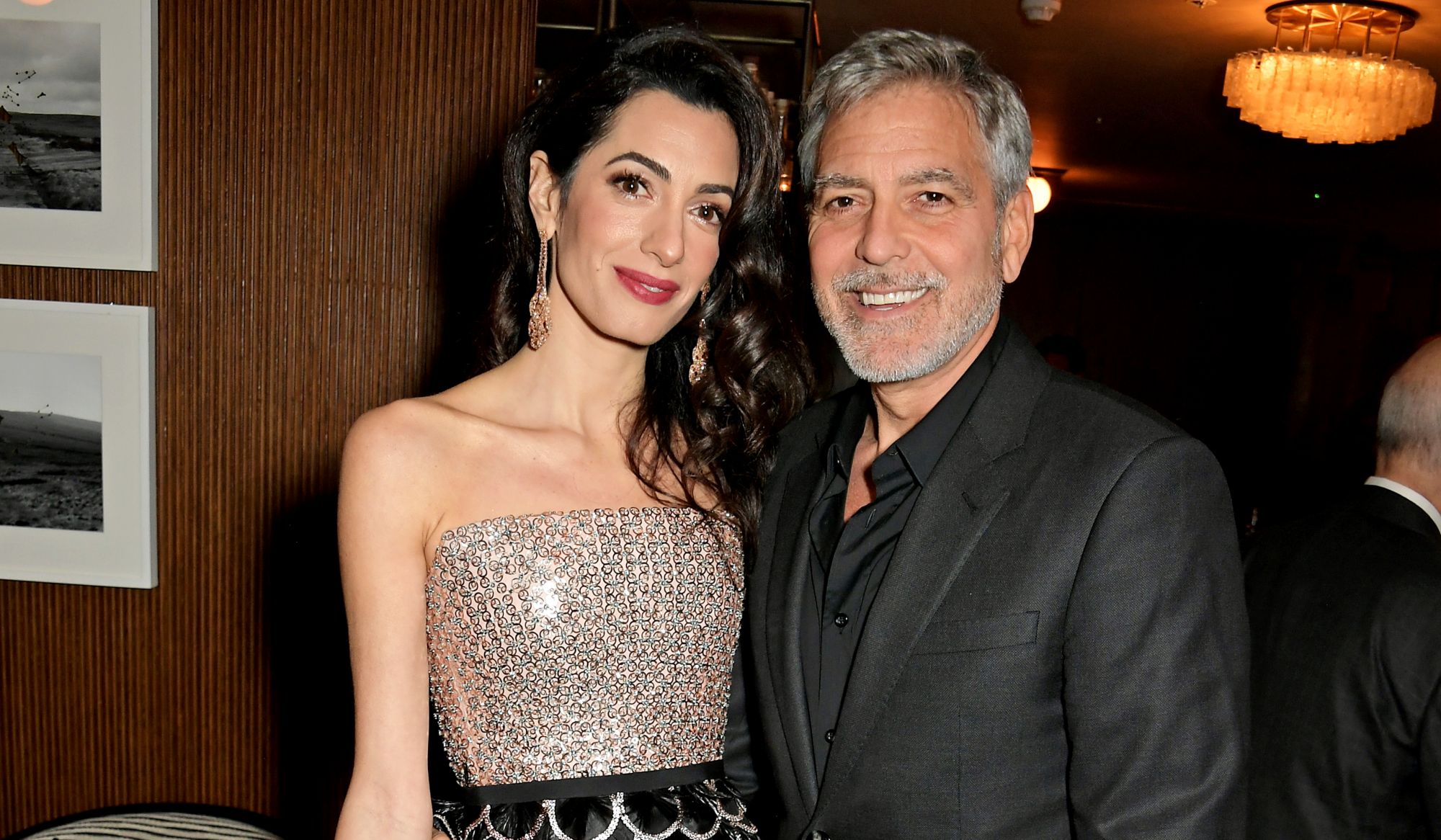 LONDON, ENGLAND - MAY 15: Amal Clooney and George Clooney attend the London Premiere after party for new Channel 4 show "Catch-22", based on Joseph Heller's novel of the same name, at White City House on May 15, 2019 in London, England. (Photo by David M. Benett/Dave Benett/Getty Images for Channel 4 Television)