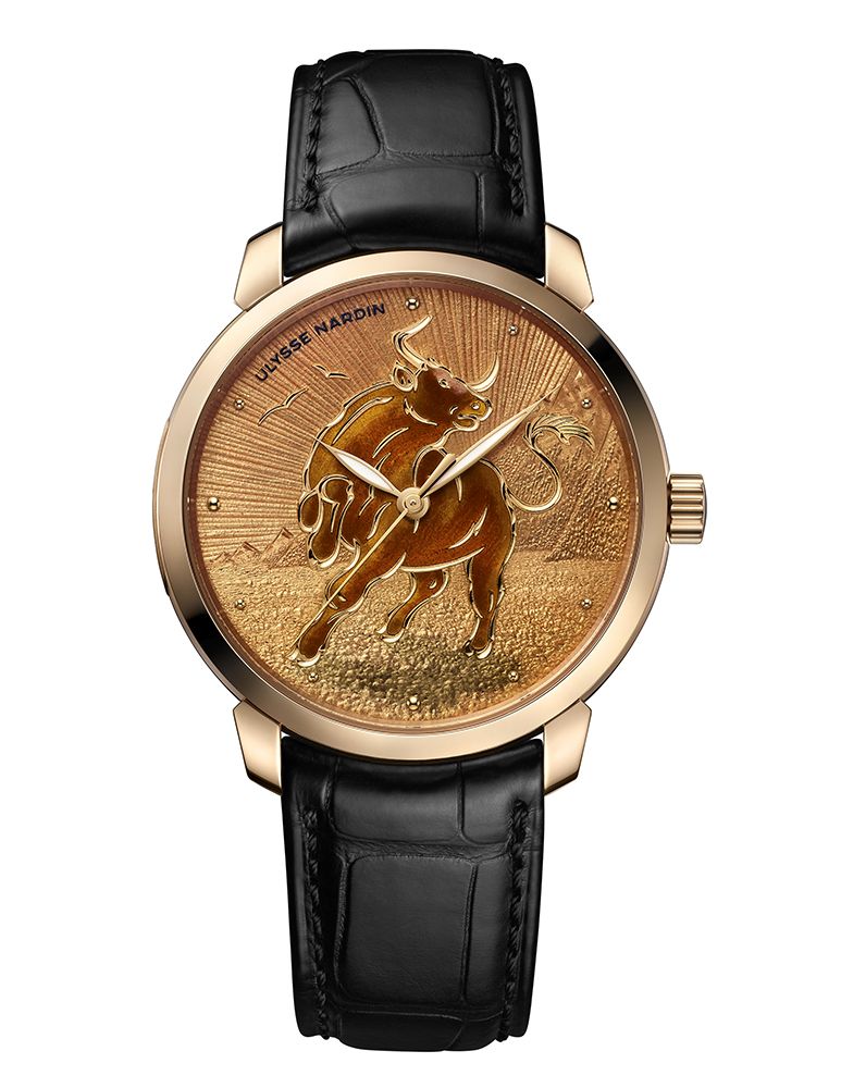 鎏金系列金牛生肖腕錶 by Ulysse Nardin。