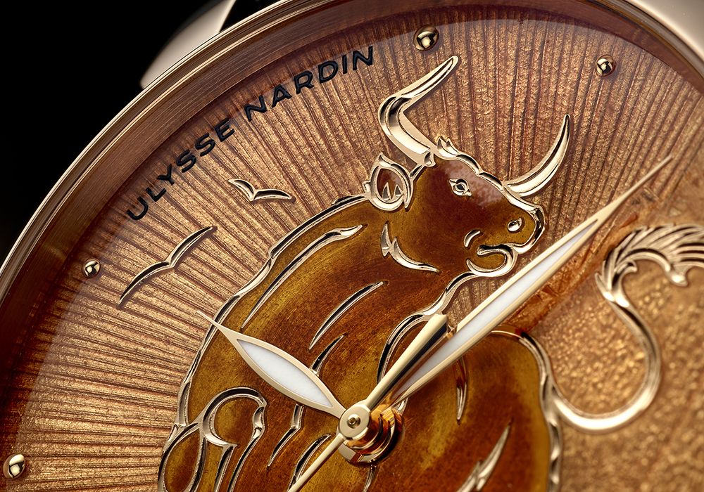 鎏金系列金牛生肖腕錶 by Ulysse Nardin。