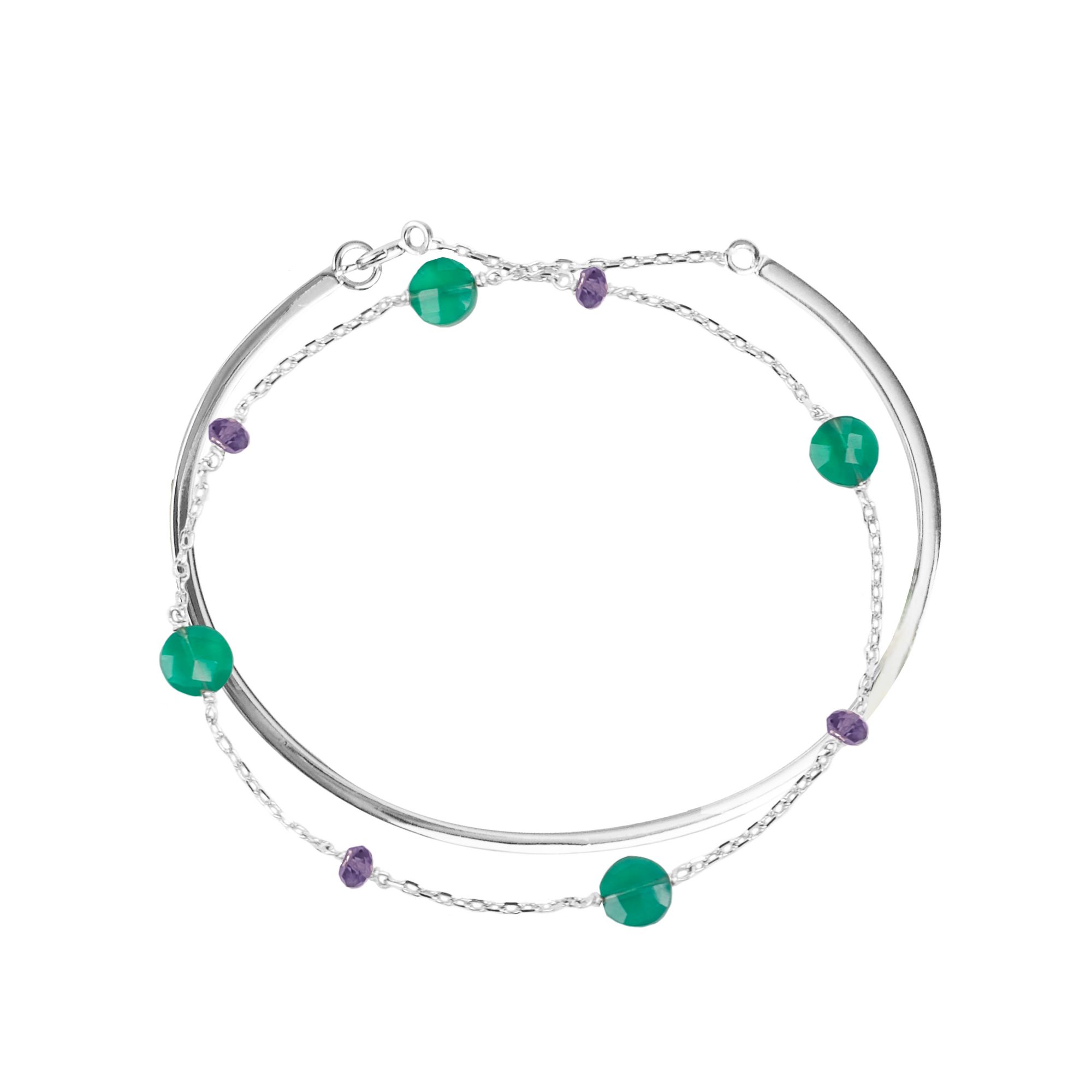 Iiris系列寶石鍊手環,綠玉髓x菫青石。(圖片提供∕Olivia Yao Jewellery)