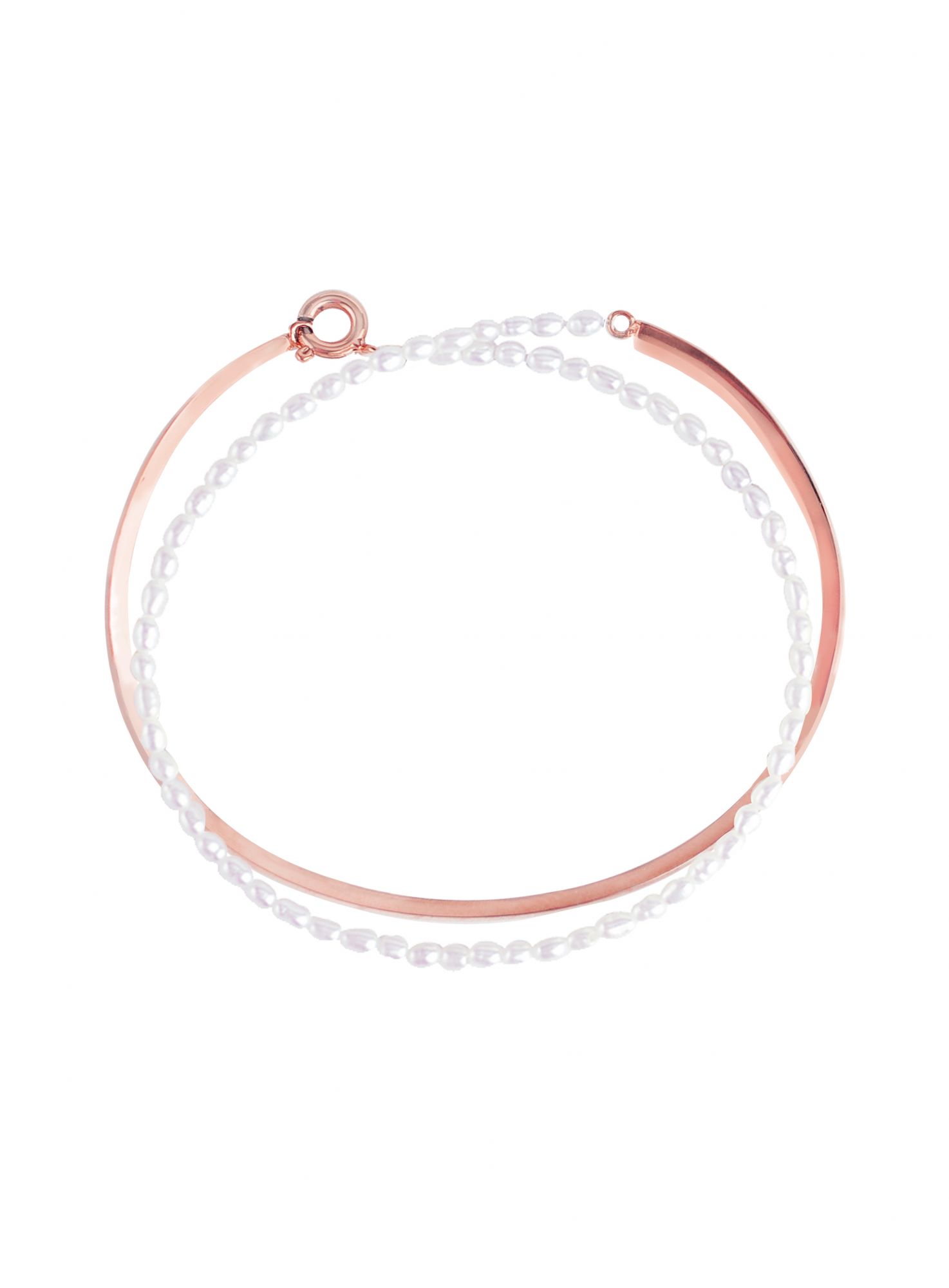 Iiris系列寶石鍊手環,米粒珍珠x玫瑰金。(圖片提供∕Olivia Yao Jewellery)