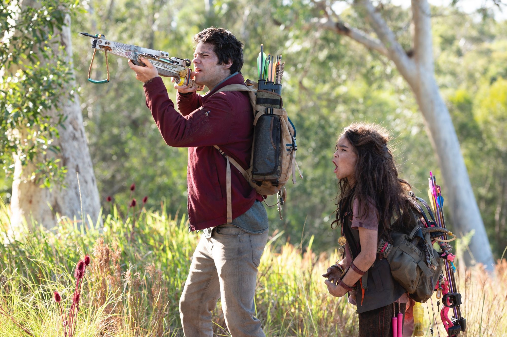Dylan O\'Brien and Ariana Greenblatt in LOVE AND MONSTERS from Paramount Pictures and Paramount Players. Photo Credit: Jasin Boland.