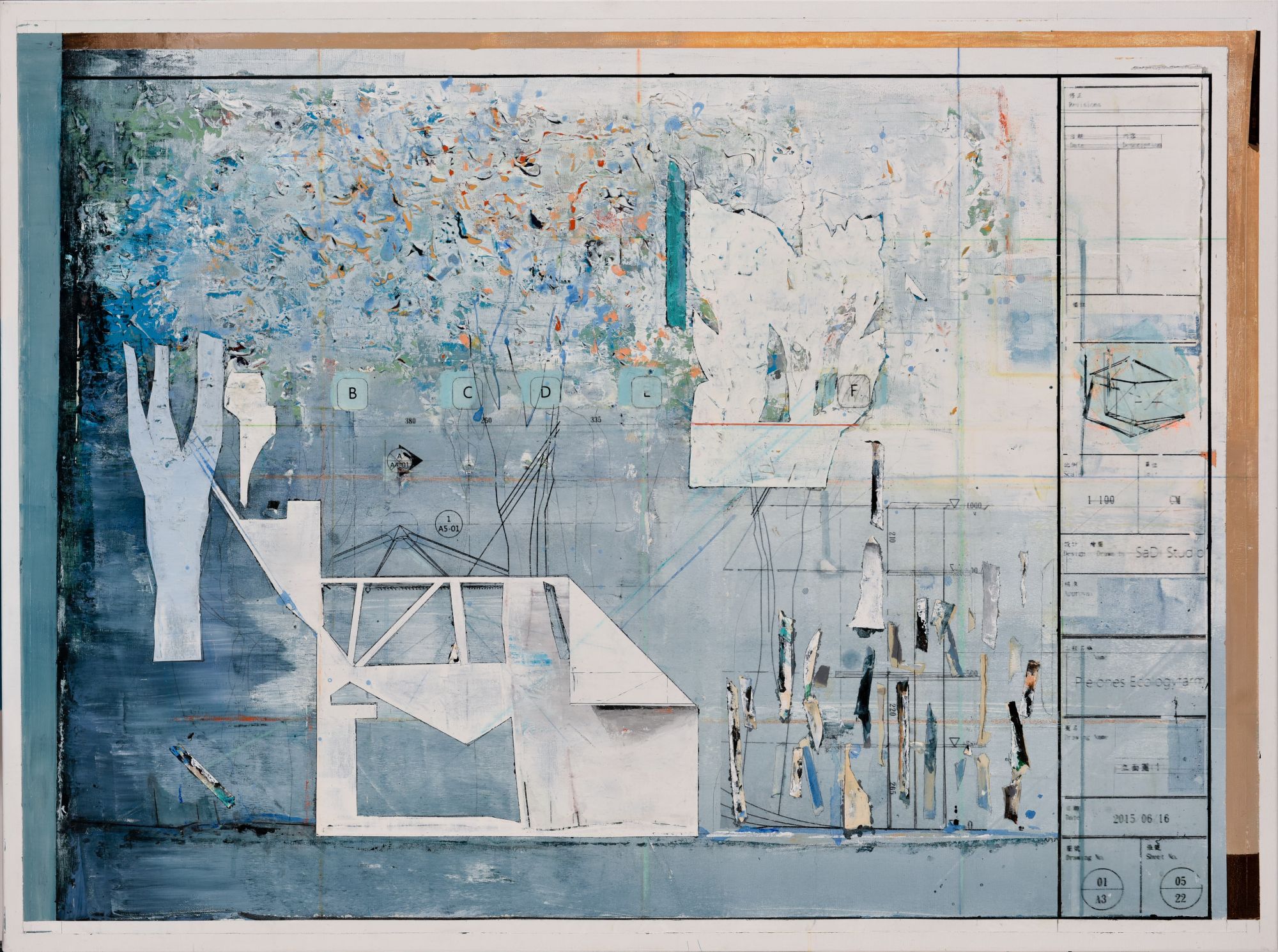 陳建榮,〈Landscape 138〉,壓克力顏料、綜合媒材、畫布,2019,97x130公分,臺北市立美術館提供。