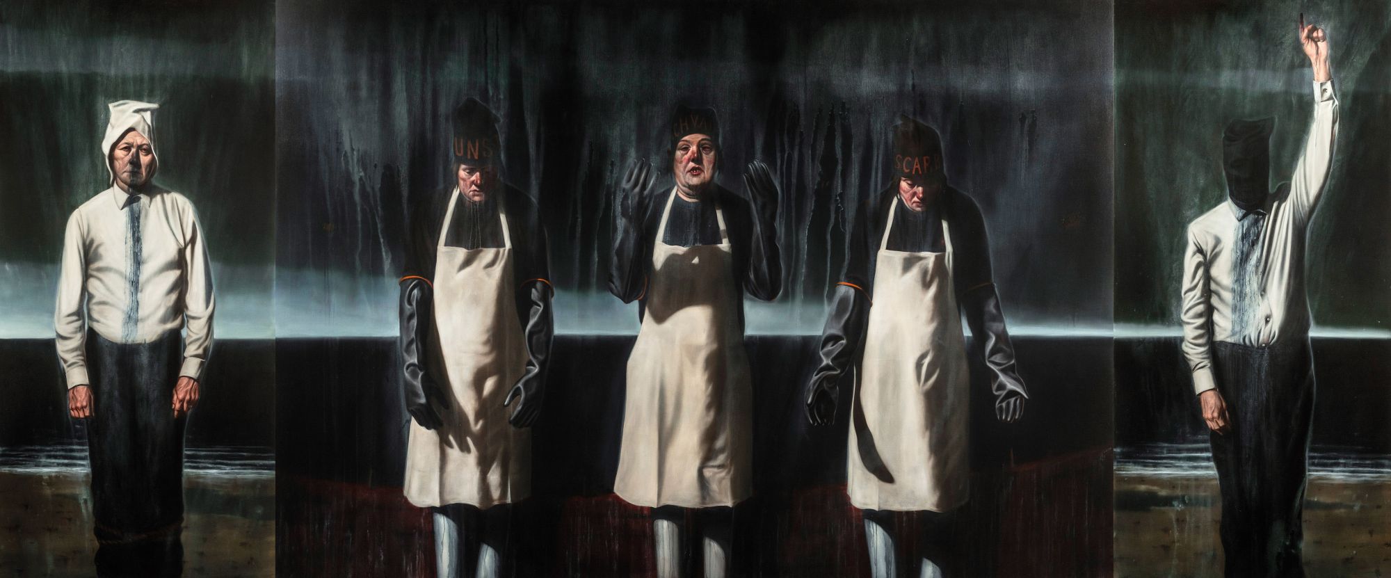 Ken Currie的畫作《Revenant-The Three Sisters-Plague Finger》(2020)高度為兩公尺,寬度為五公尺。(Photo: Courtesy of Ken Currie and Flowers Gallery)