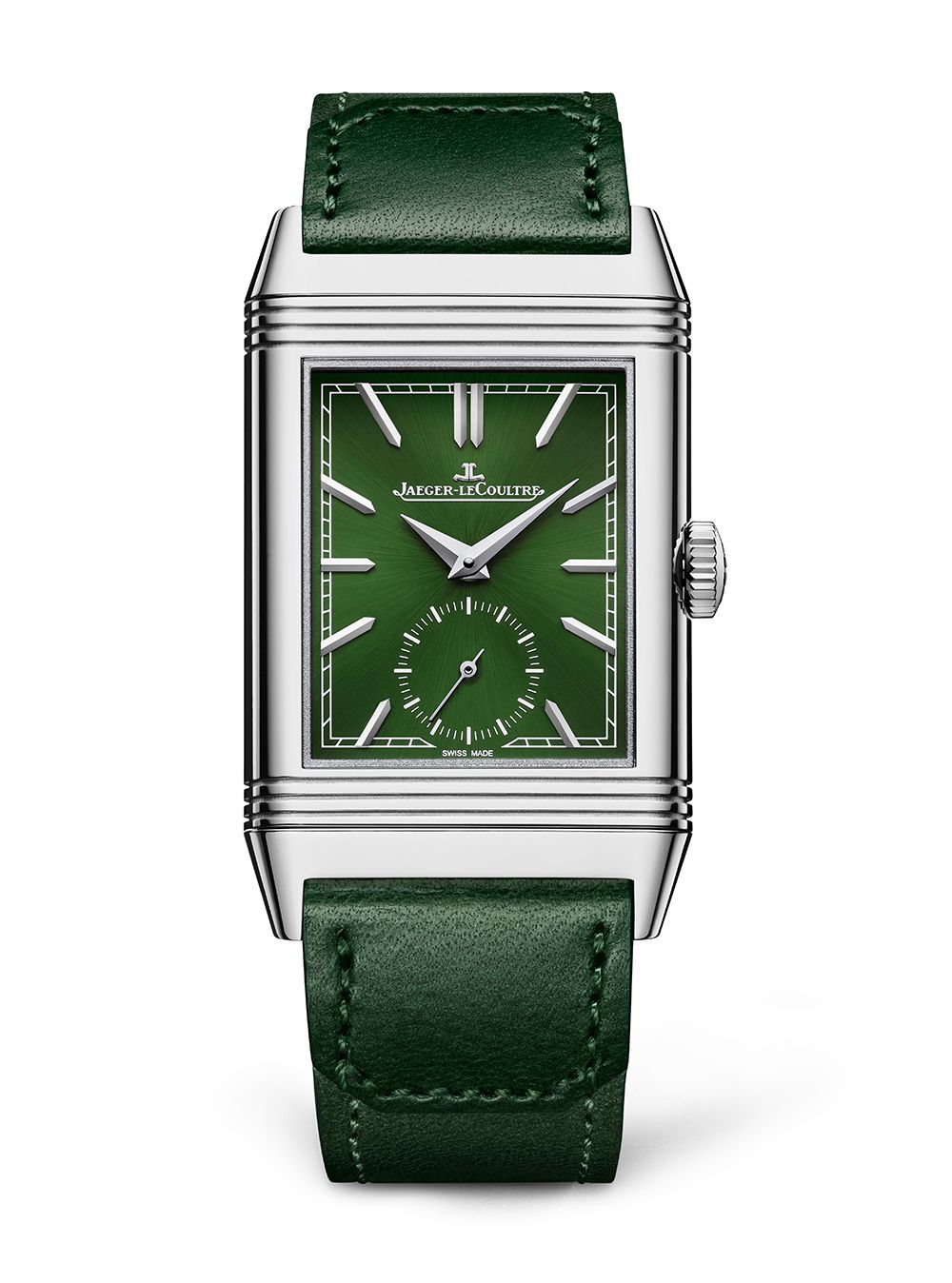 Reverso Tribute Small Seconds 翻轉系列小秒針腕錶綠色款by Jaeger-LeCoultre。