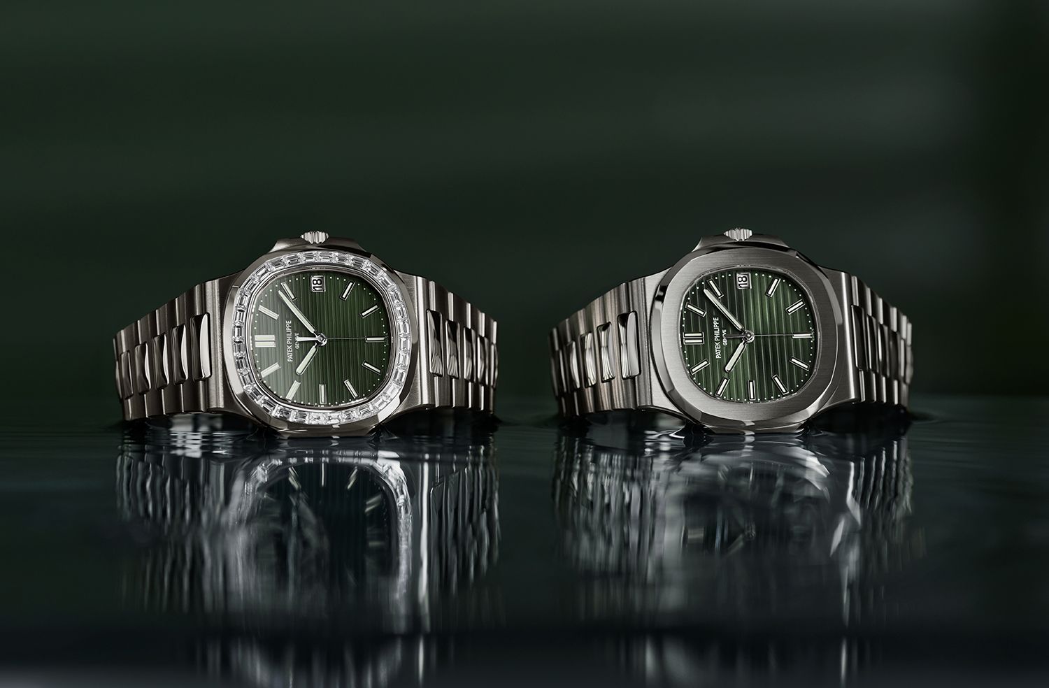 兩款全新綠面的Nautilus金鷹系列腕錶by Patek Philippe。