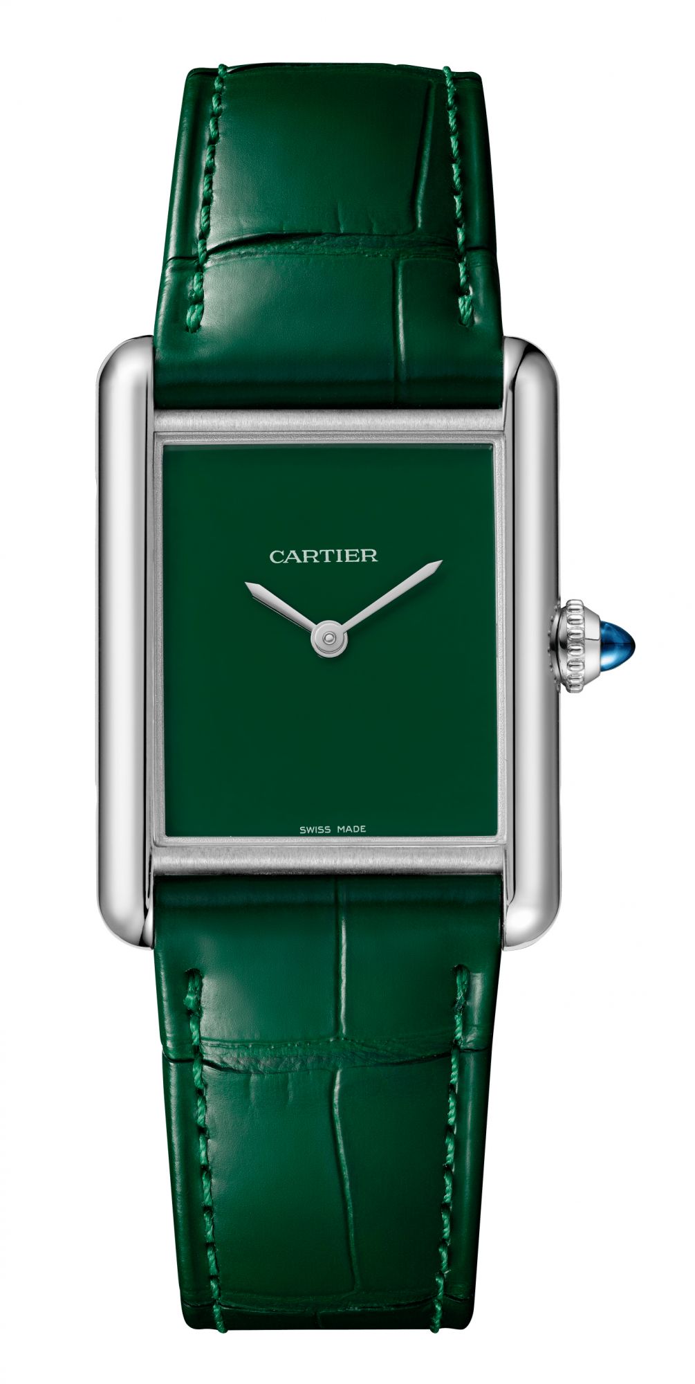 Tank Must綠色腕錶by Cartier。