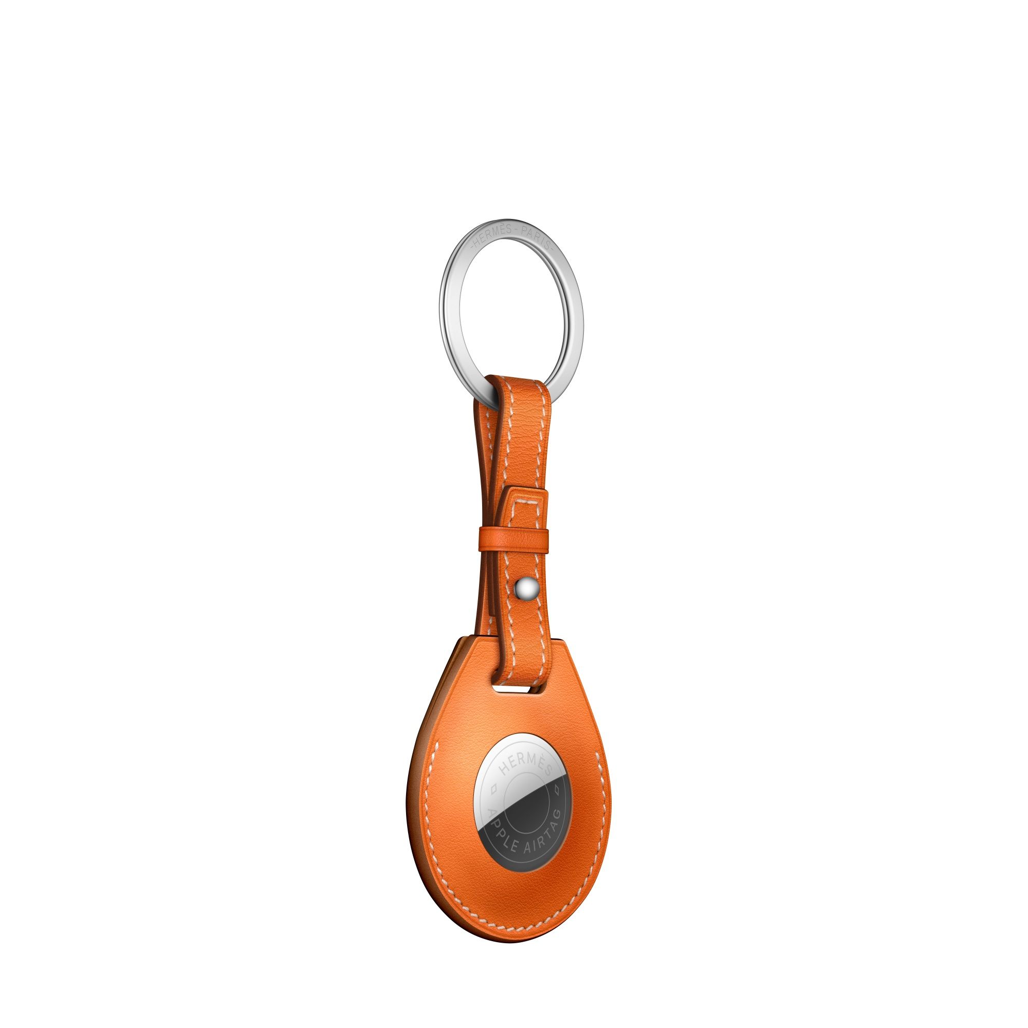 Apple AirTag Hermès 系列 Barénia 小牛皮鑰匙圈(橘色),建議售價 NT$10,990