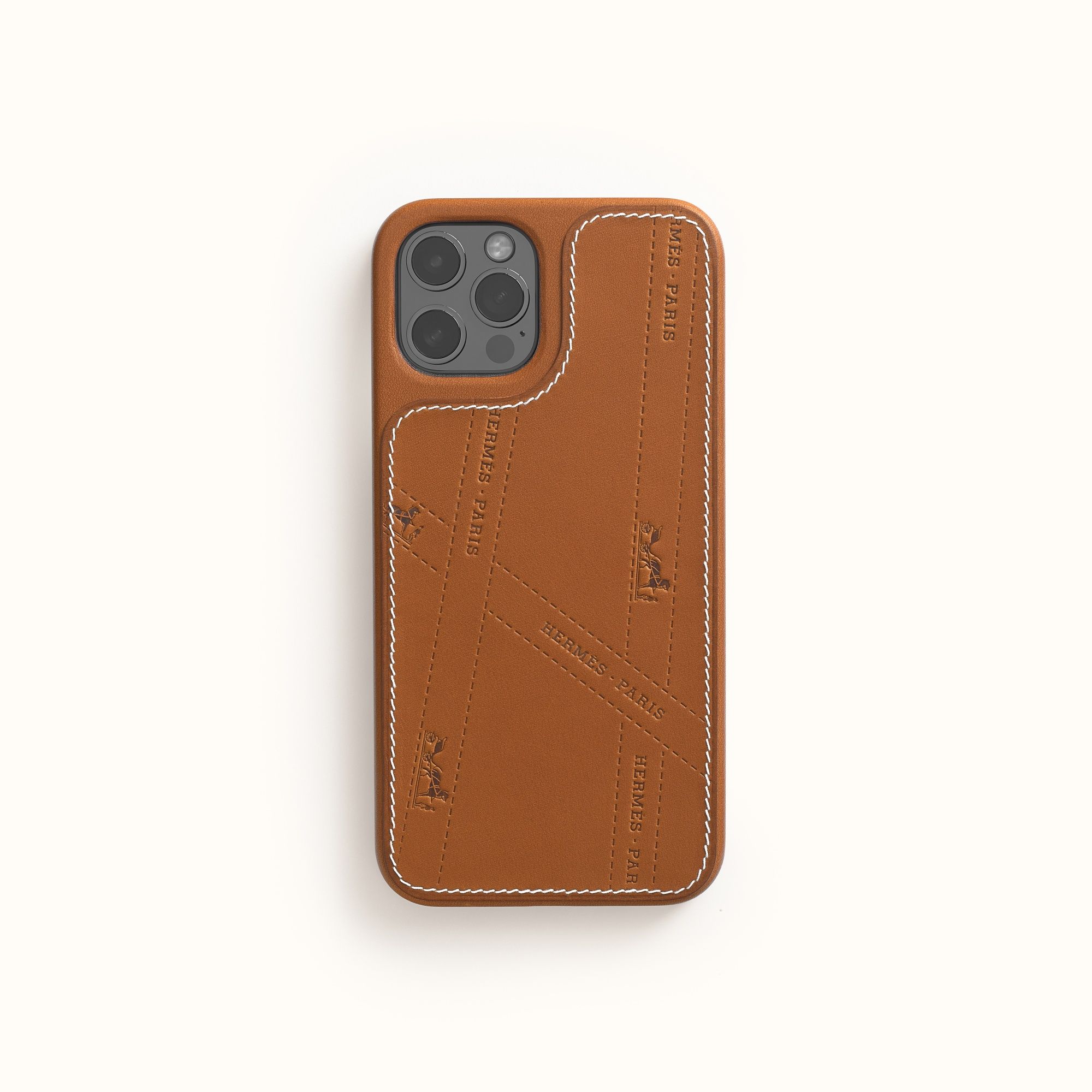 Iphone 12 or Iphone 12 pro 系列愛馬仕 Bolduc 圖紋 Barénia 小牛皮手機保護殼,建議售價 NT$16,050