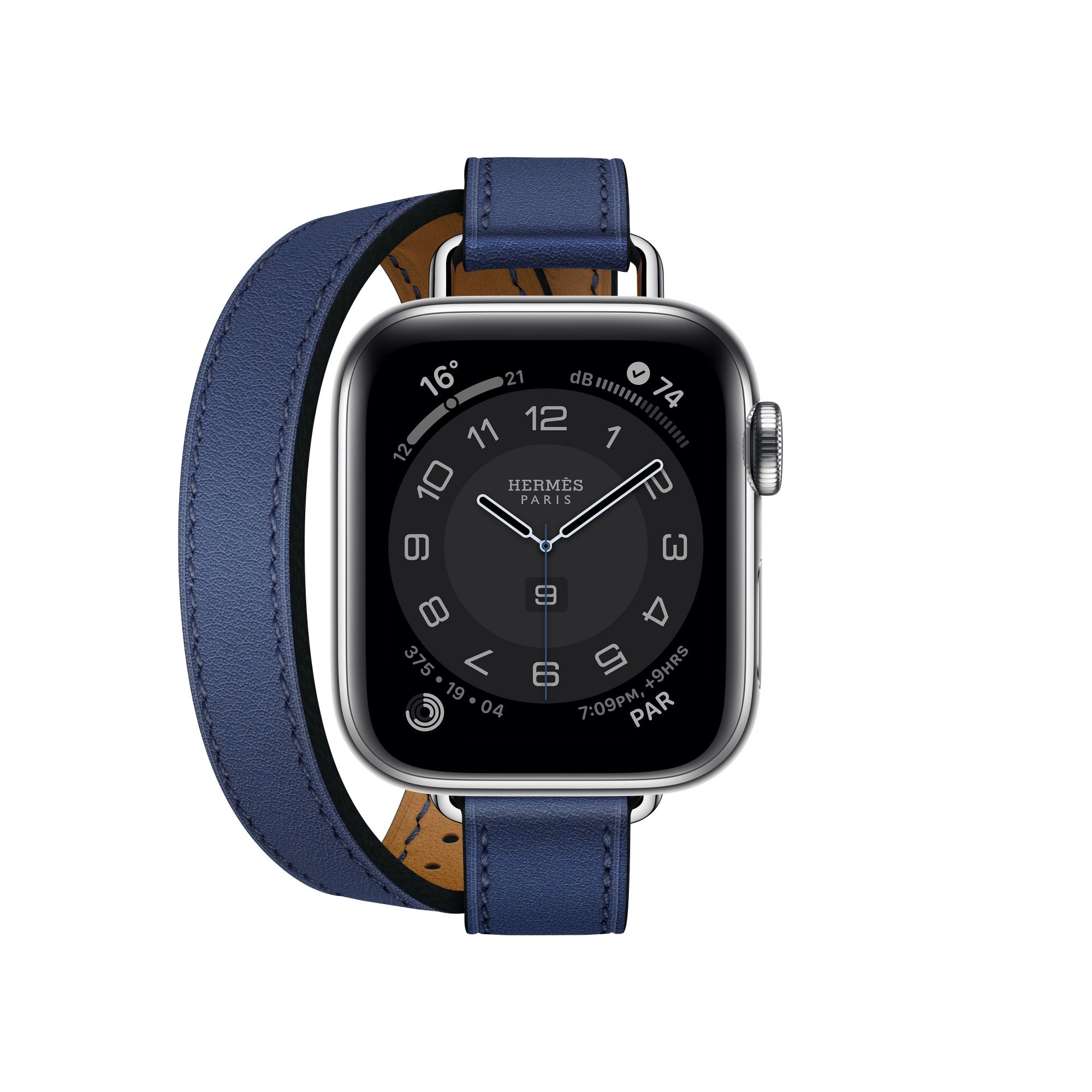 第六代 Apple Watch Hermès_Attelage 系列(40mm 錶殼)藍寶石色雙圈 Swift 小牛皮錶帶錶款(雙錶帶),建議售價 NT$15,400