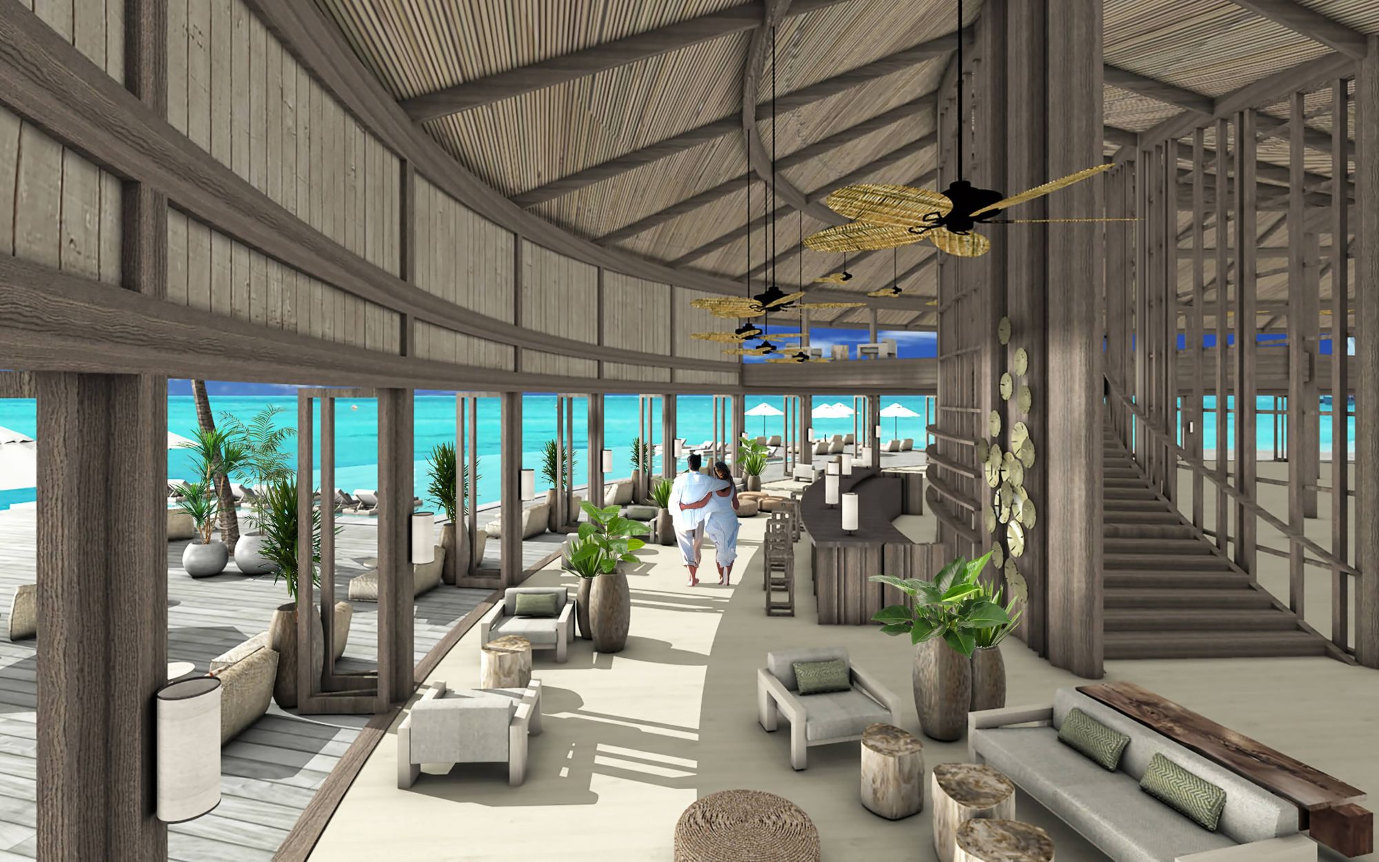 馬爾地夫五星級 Kagi Maldives Spa Island 奢華度假村的的水療中心 Baani Spa 採360度環狀設計。