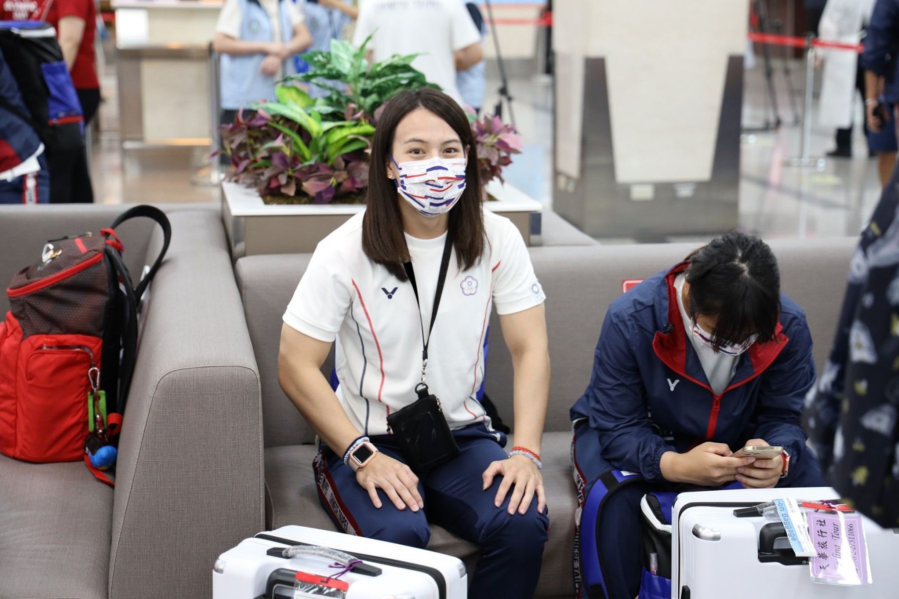 準備搭飛機前往東京奧運的郭婞淳。圖片來源/中華奧會@Facebook