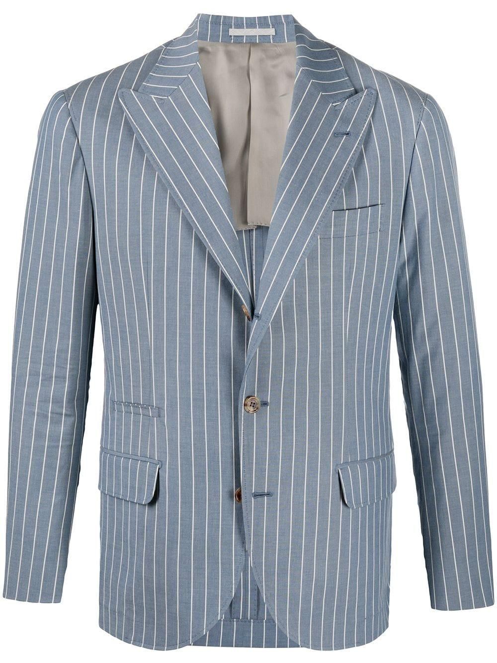 Brunello Cucinelli 淺藍色條紋西裝外套