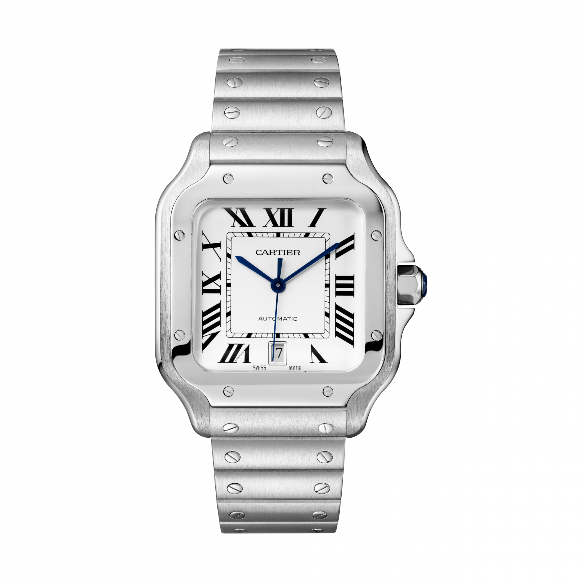 Santos de Cartier 腕錶,大型款,鍊帶。