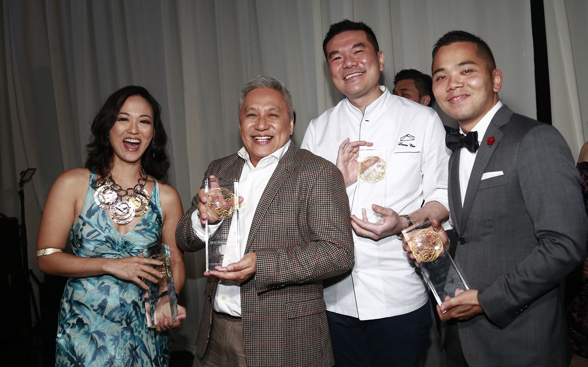 T. Dining Awardees Chef Isadora Chai for Best Innovative Chef, Chef Wan for Local Champion, Chef Darren Chin for Best Independent Restaurant, and The Tokyo Restaurant's Yusuke Nishioka for Best Value Restaurant