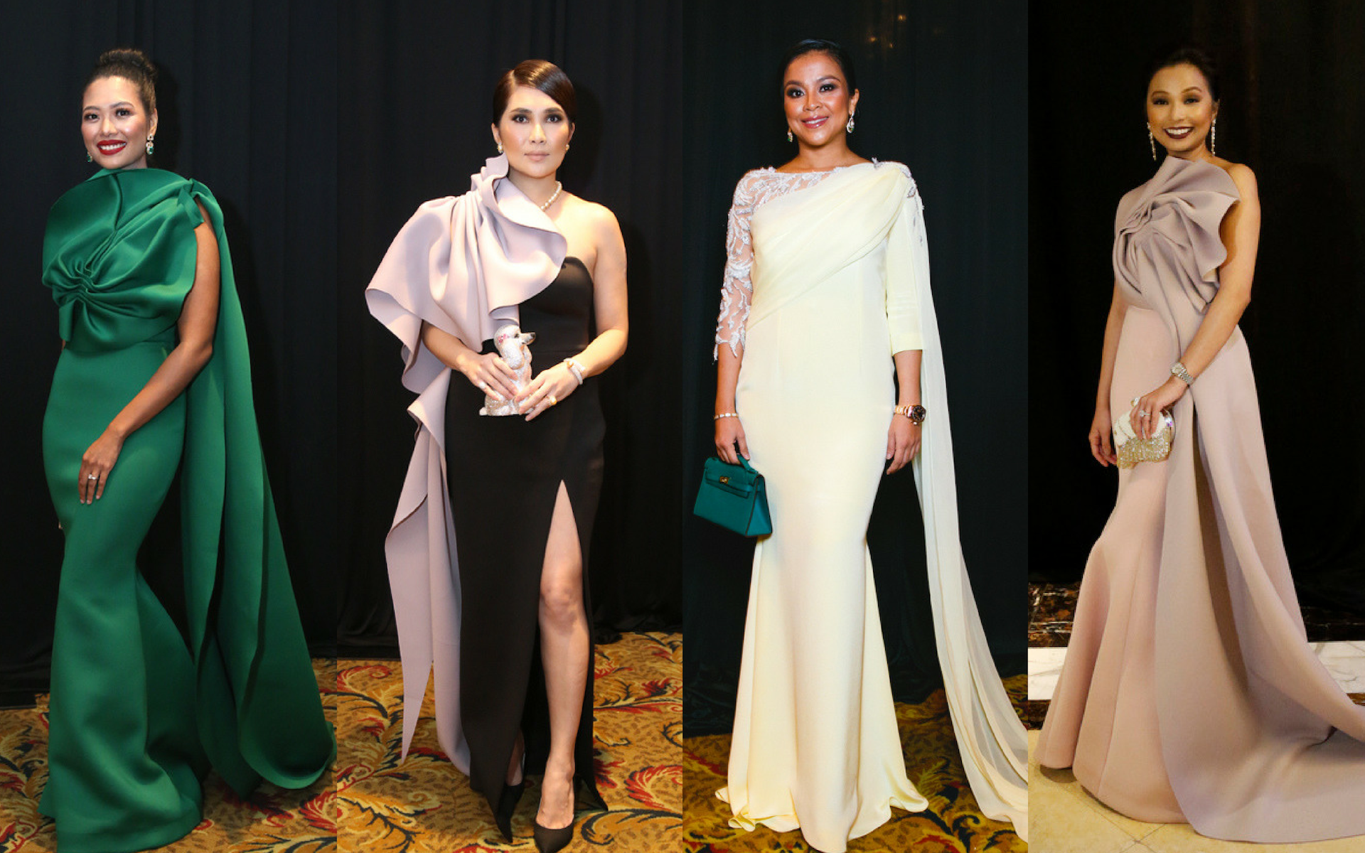 Zaida Ibrahim, Angela Karto, Muhaini Mahmud and Datin Nina Ismail Sabri in Jovian Mandagie designs