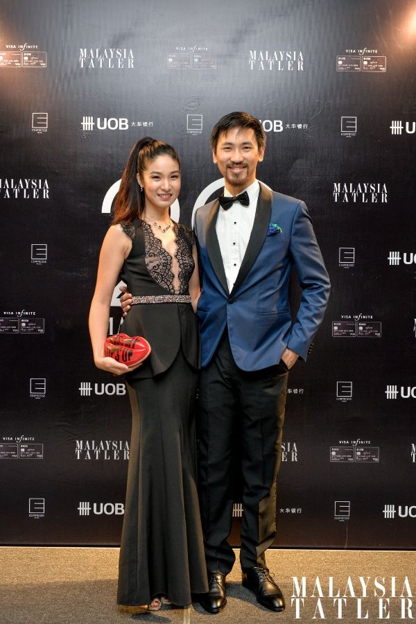 Melissa Lam in BCBG and Daryl Foong in Roberto Cavalli