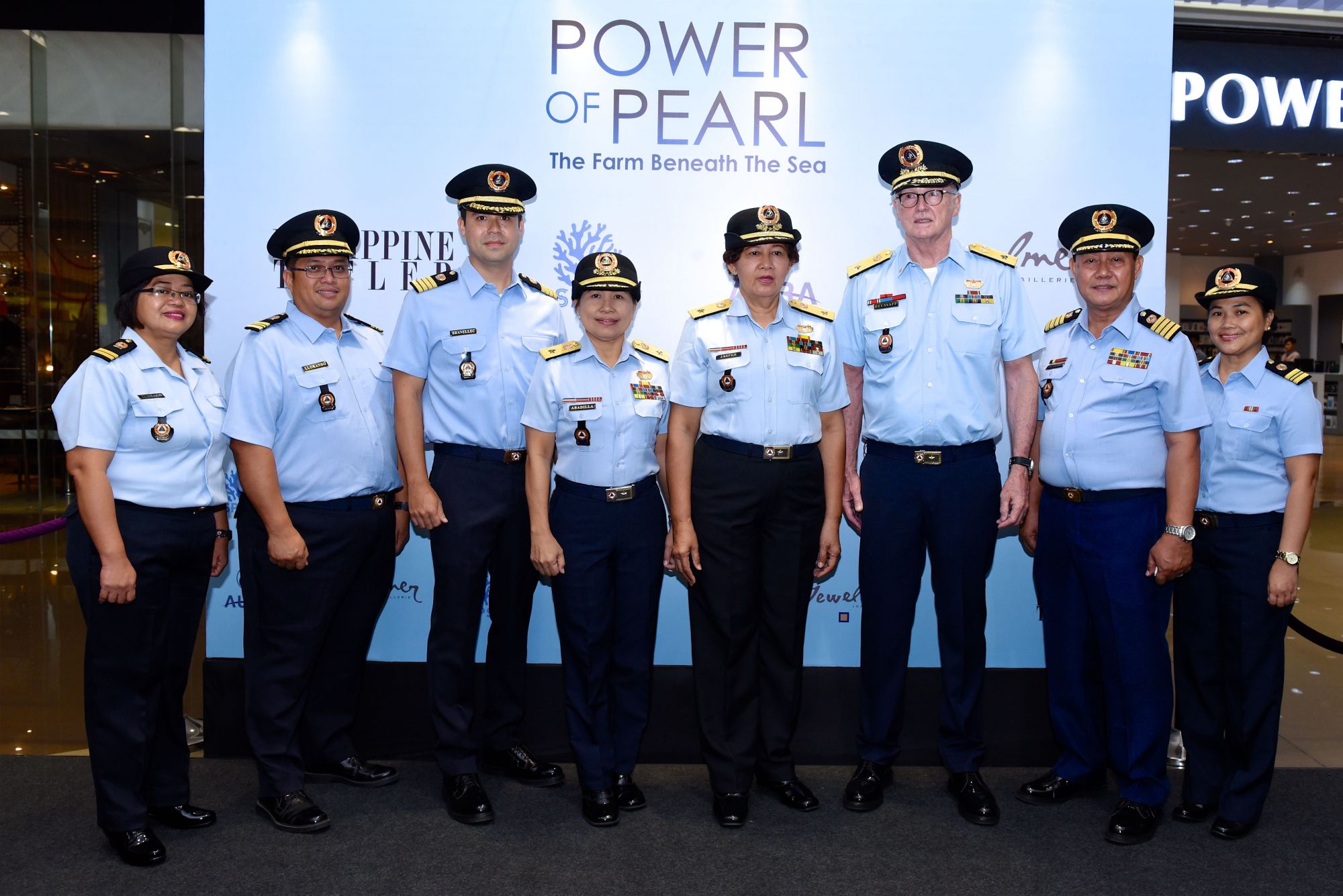 CGAD PAL LCDR Reza Tumbado 406th Squadron, LCDR Ian Llorando 402nd Squadron, Capt. Jacques Christophe Branellec, COMMO Marita Abadilla 402nd Squadron, COMMO Rosalym Jasper, COMMO Louis Paul Heusaff, Capt. Payuyo, LCDR Melinda de Luna 402nd Squadron