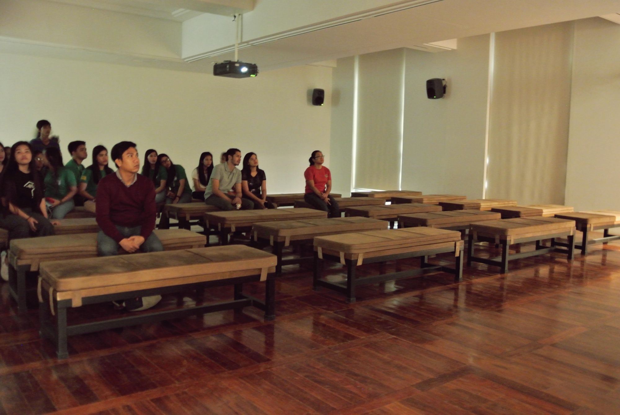 A viewing hall plays an educational video on the UNESCO Heritage sites found in the Philippines: The Tubbataha Reef, Puerto Princesa Underwater Caves, and Mt. Hamiguitan Range Wildlife Sanctuary