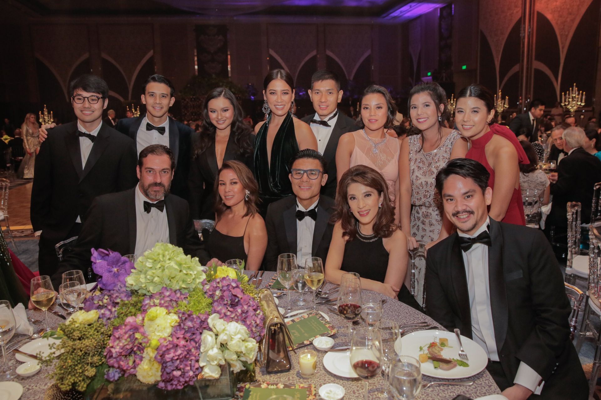 UPPER ROW: Pacho Sison, Miko De Los Reyes, Nikki Huang, Kathy and Mike Huang, Bea Reyes, Camille Tantoco, and Nicole De Los Reyes; LOWER ROW: Ricardo Preto, Katrina Lobregat, Donnie and Crickette Tantoco, and Das Reyes