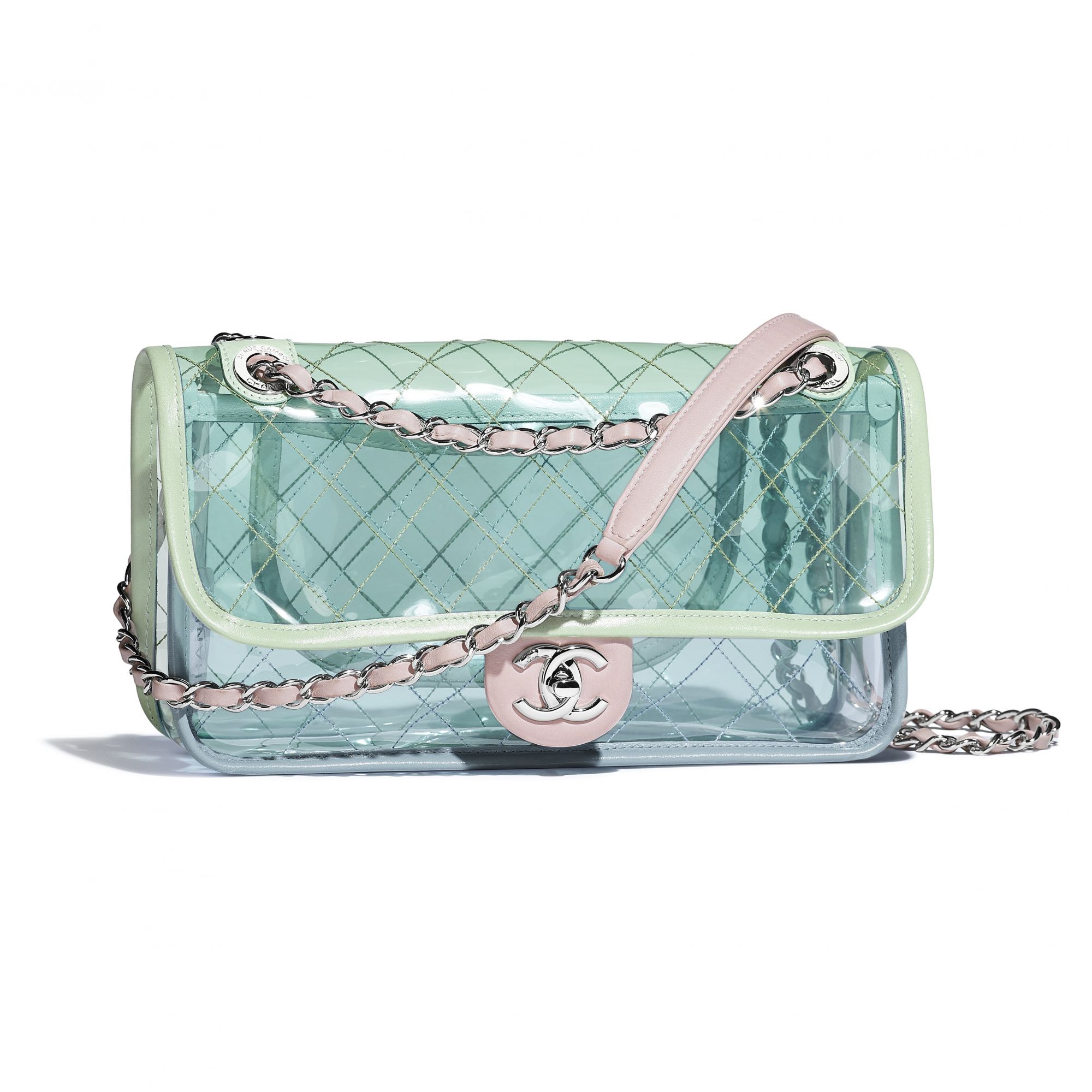 Multicoloured bag in PVC and leather