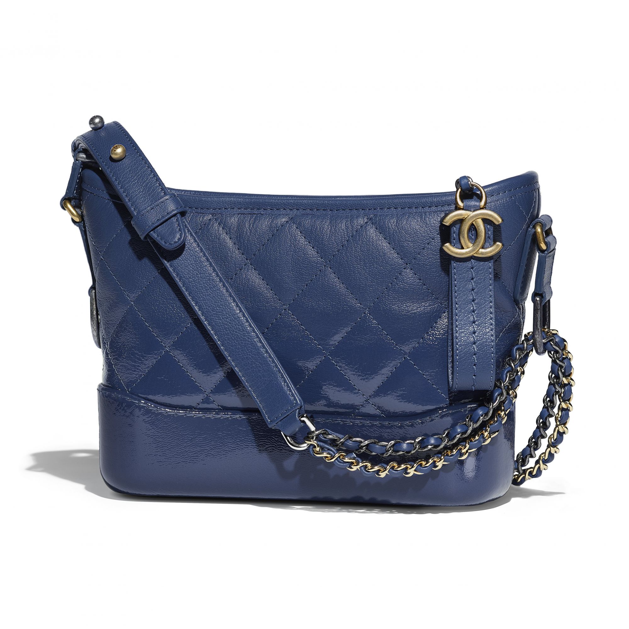 Blue Chanel Gabrielle bag in leather