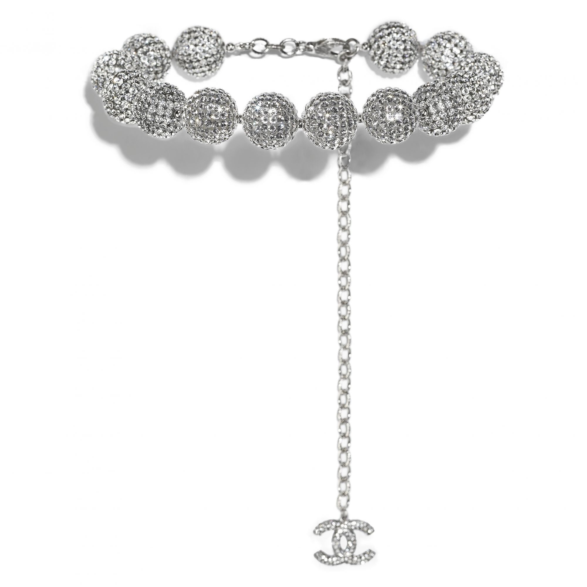 Necklace in metal, resin and strass