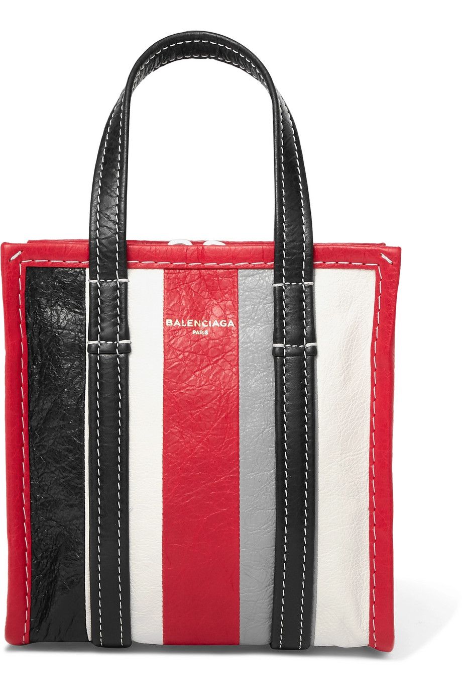 Net-A-Porter x Balenciaga Bazar XXS striped textured-leather tote