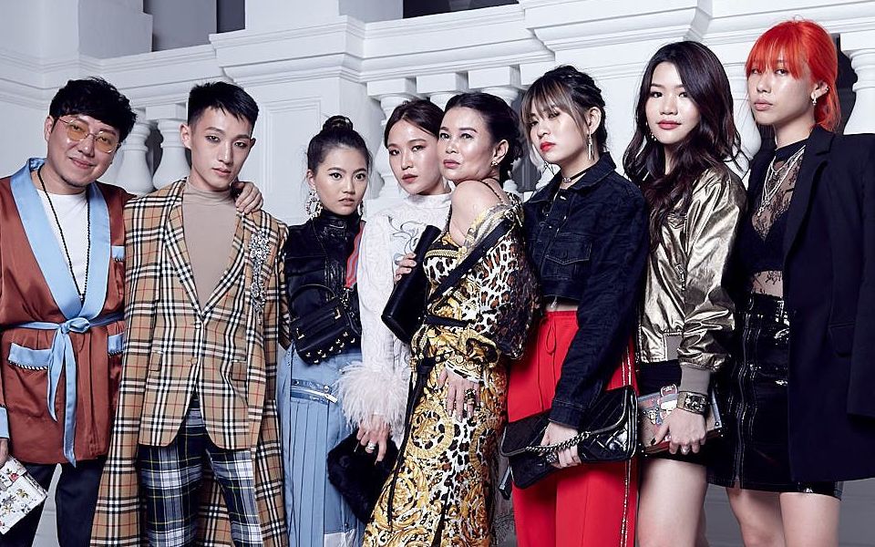 Desmond Lim in Christian Dada, Dyon Foo in Burberry, Vanessa Ng in Christian Dada; Rag & Bone, Dawn Koh in Prada, Susanna Kang in Versace, Sabrina Ho in Off-White and Area NYC, Adeline Teo in Louis Vuitton, Mae Tan in Off-White