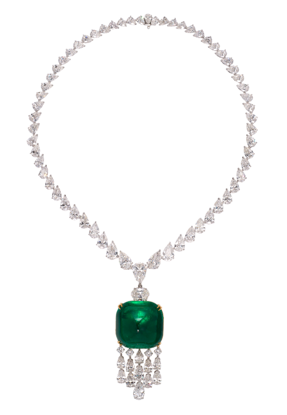 Necklace with sugarloaf 75.57 Columbian emerald